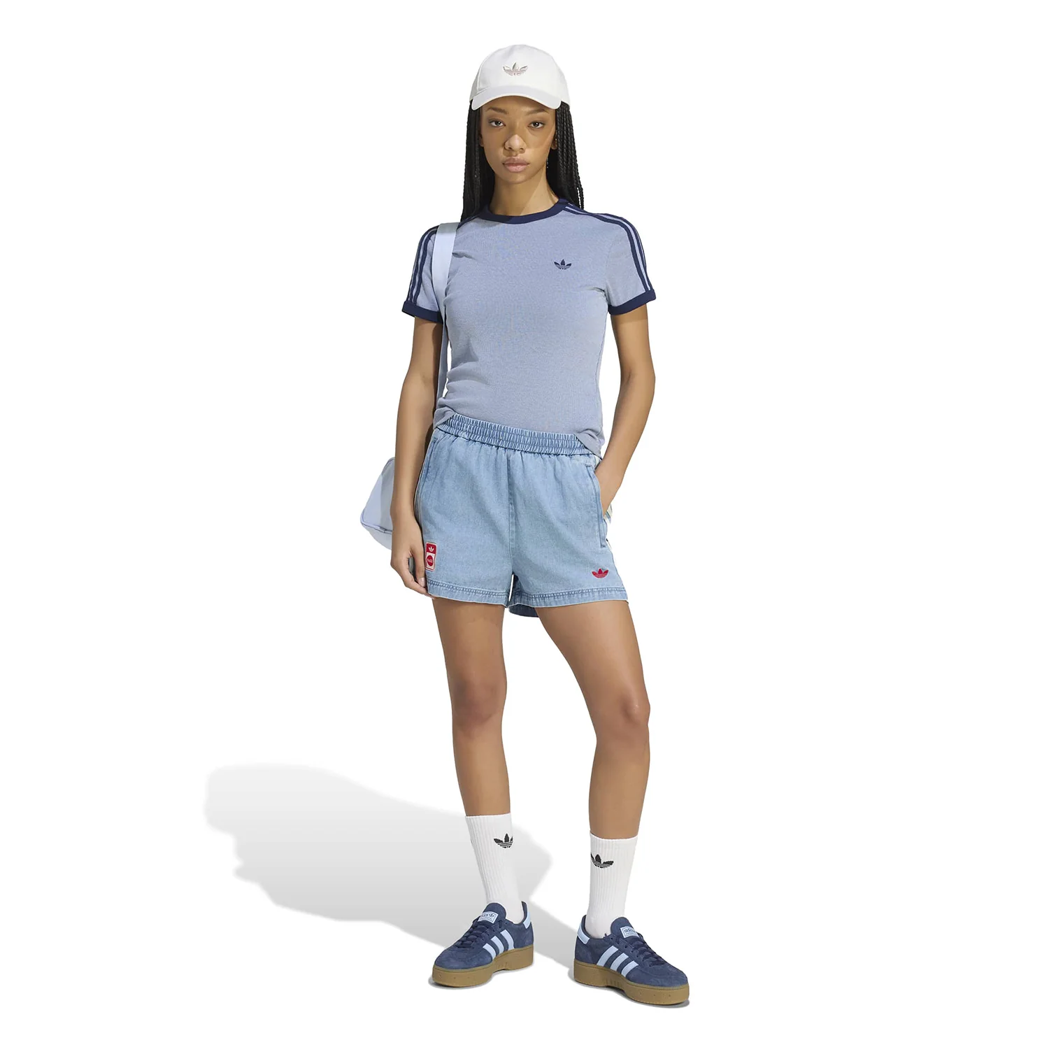 Adidas Originals Coca-Cola Denim Shorts Light Blue - Image 3