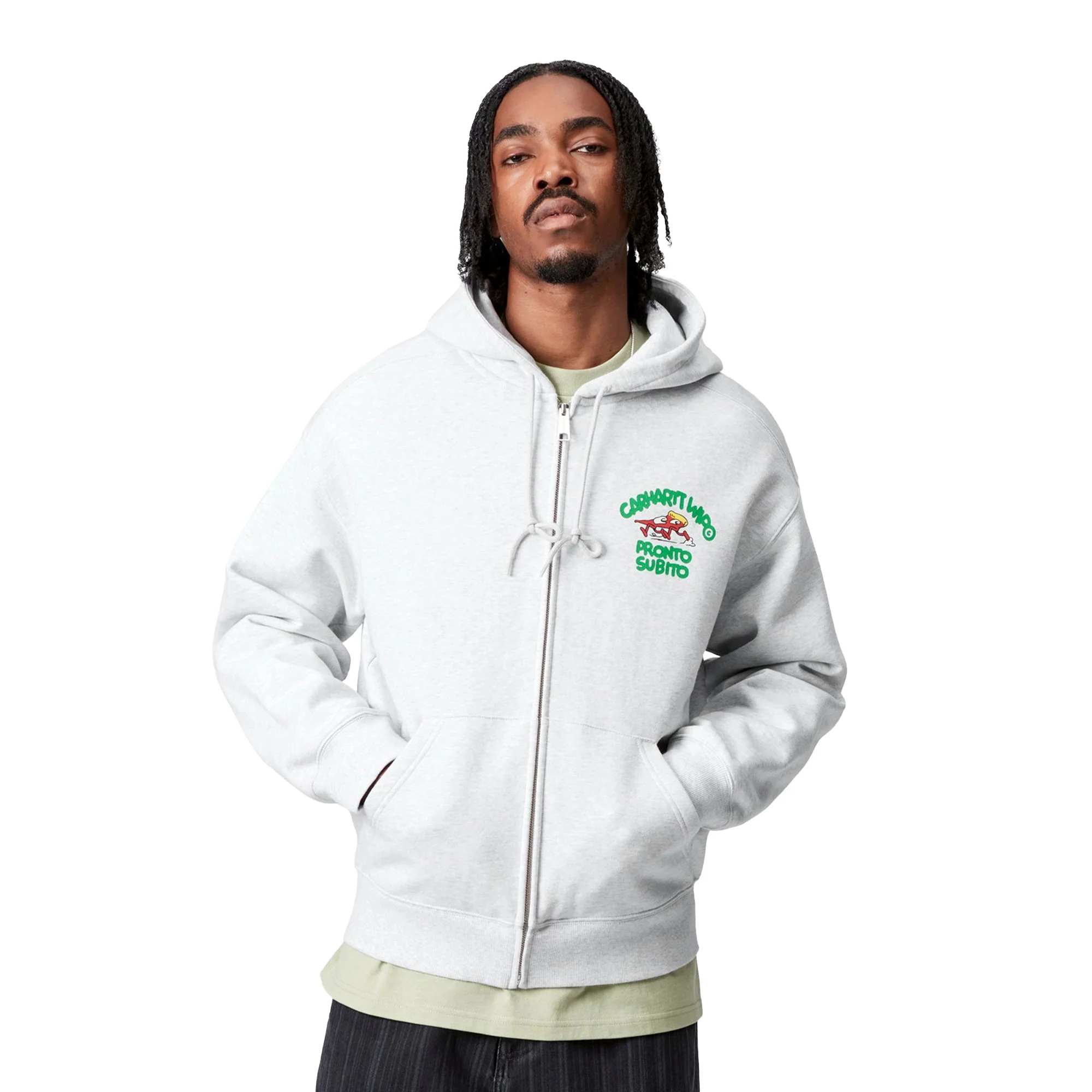 Carhartt WIP Hooded Pronto Sweat Jacket Ash Heather - Image 2