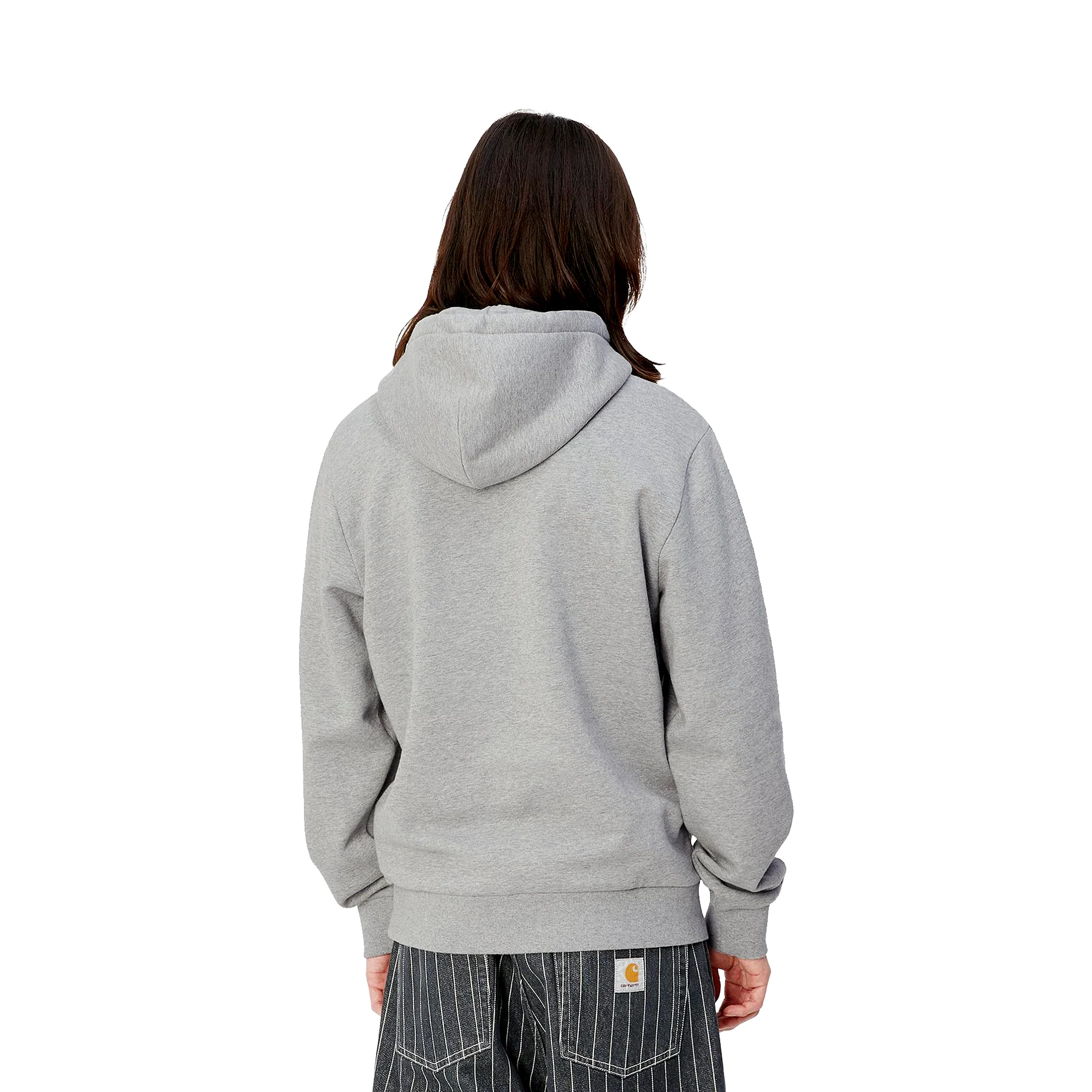 Carhartt WIP Hooded Script Embroidery Sweat Grey Heather - Image 2