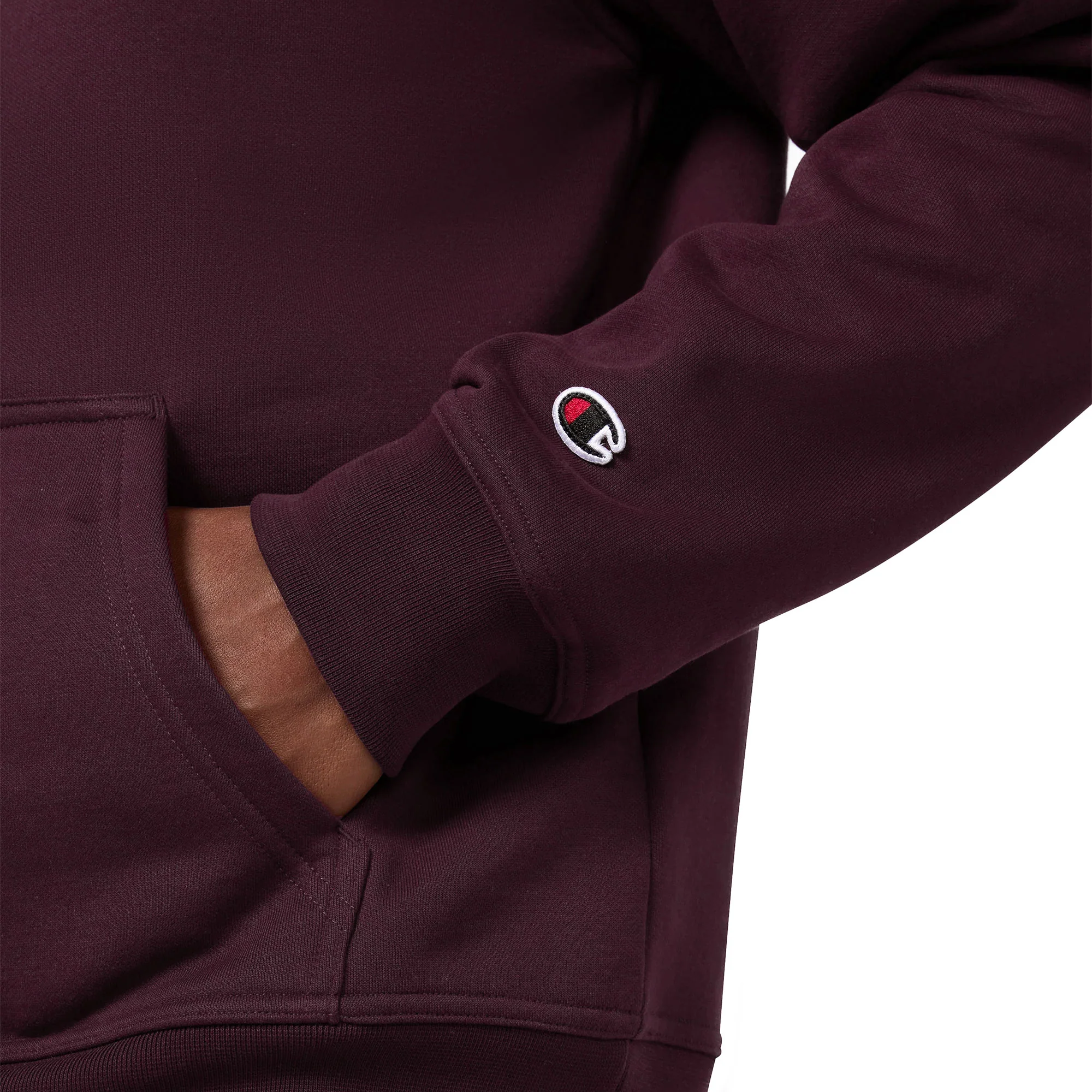 Champion Big Embroidered Logo Icon Hoodie Burgundy - Image 4