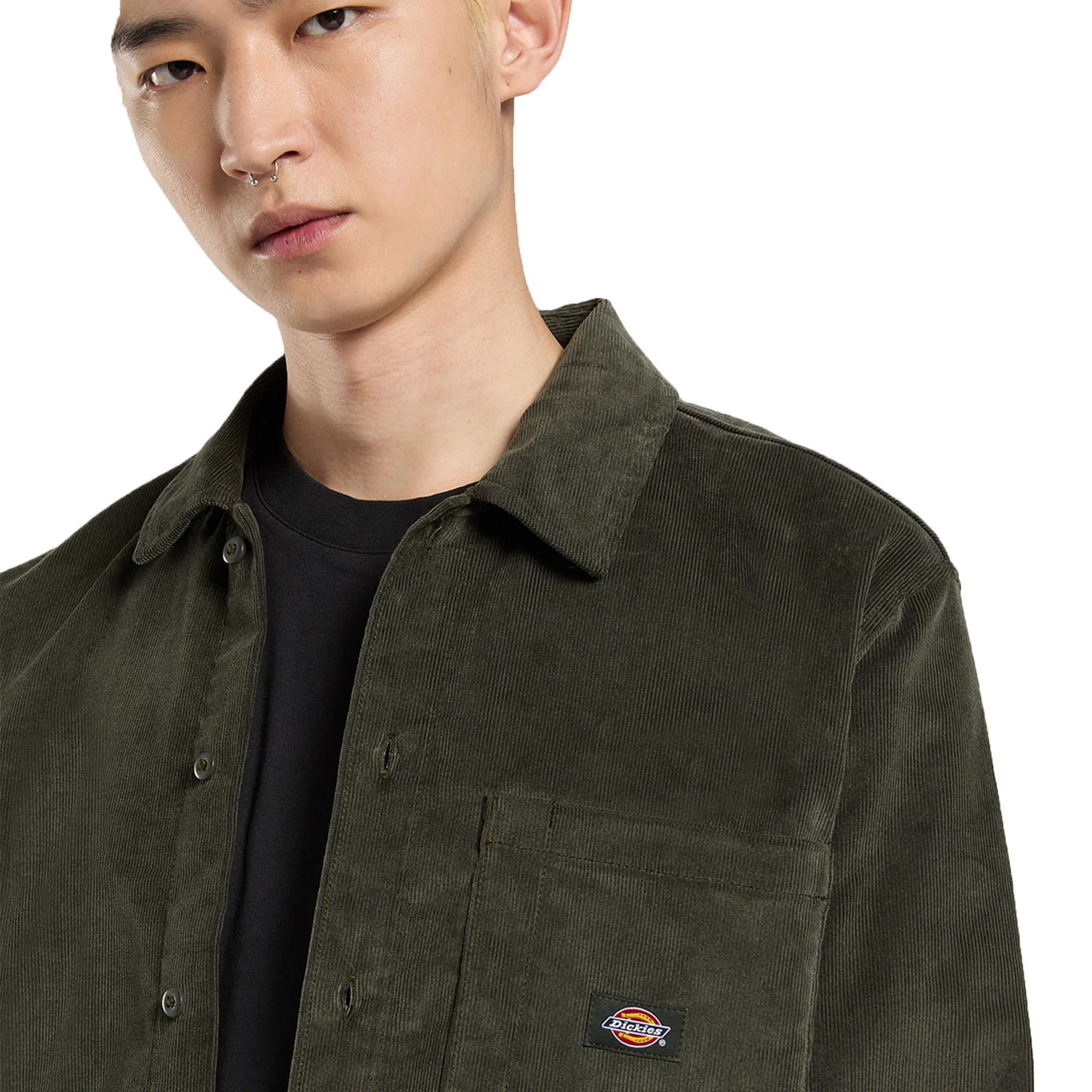 Dickies Corduroy Shirt LS Olive Green - Image 3