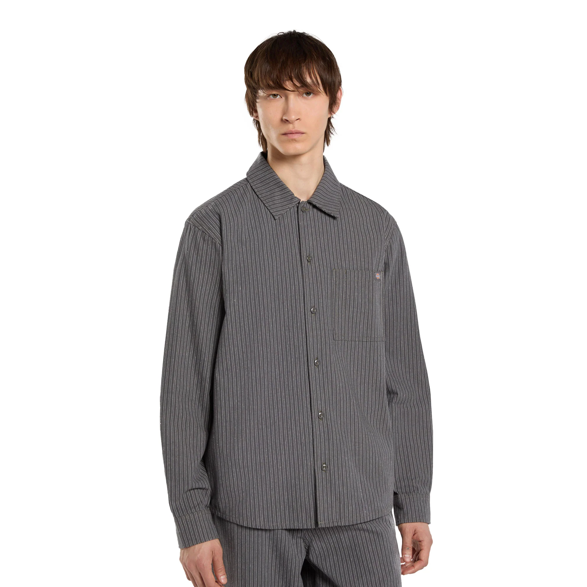 Dickies Lima Pinstripe LS Shirt Charcoal