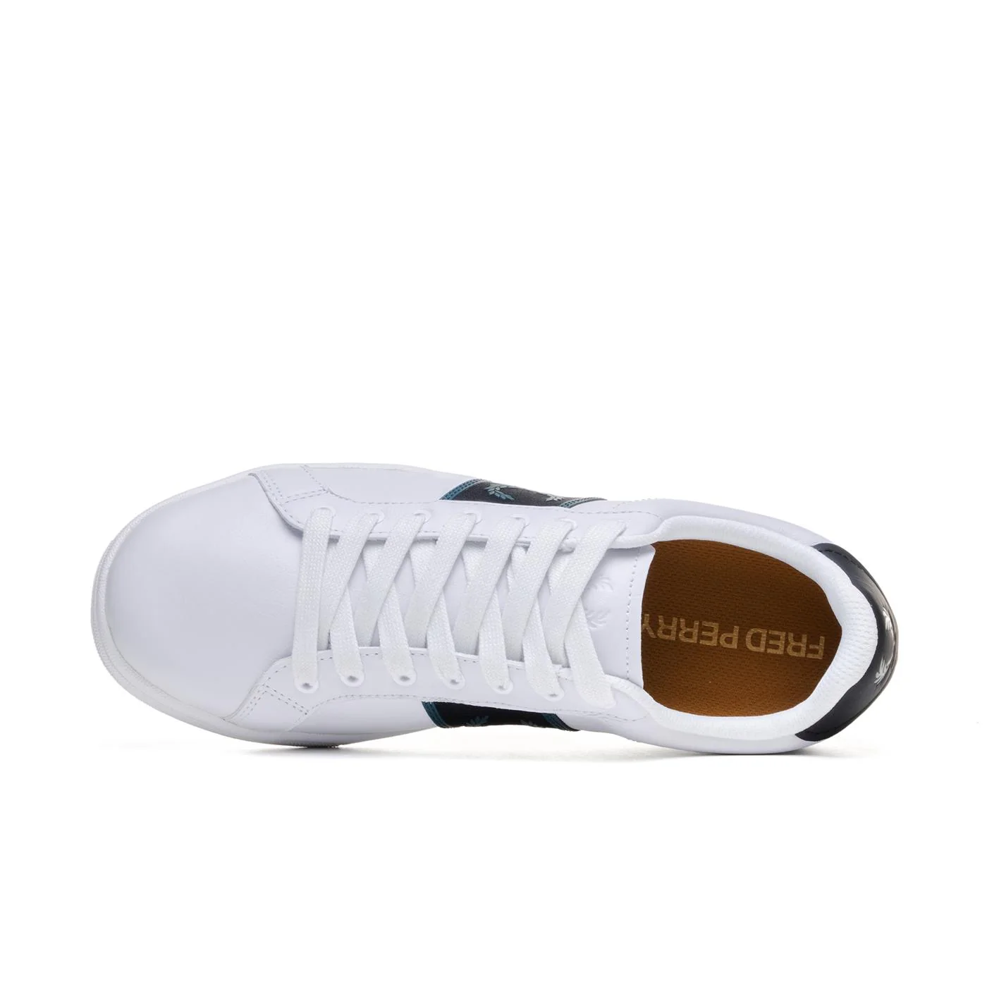 Fred Perry B721 Leather/Branded Webbing White/Petrol Blue - Image 5