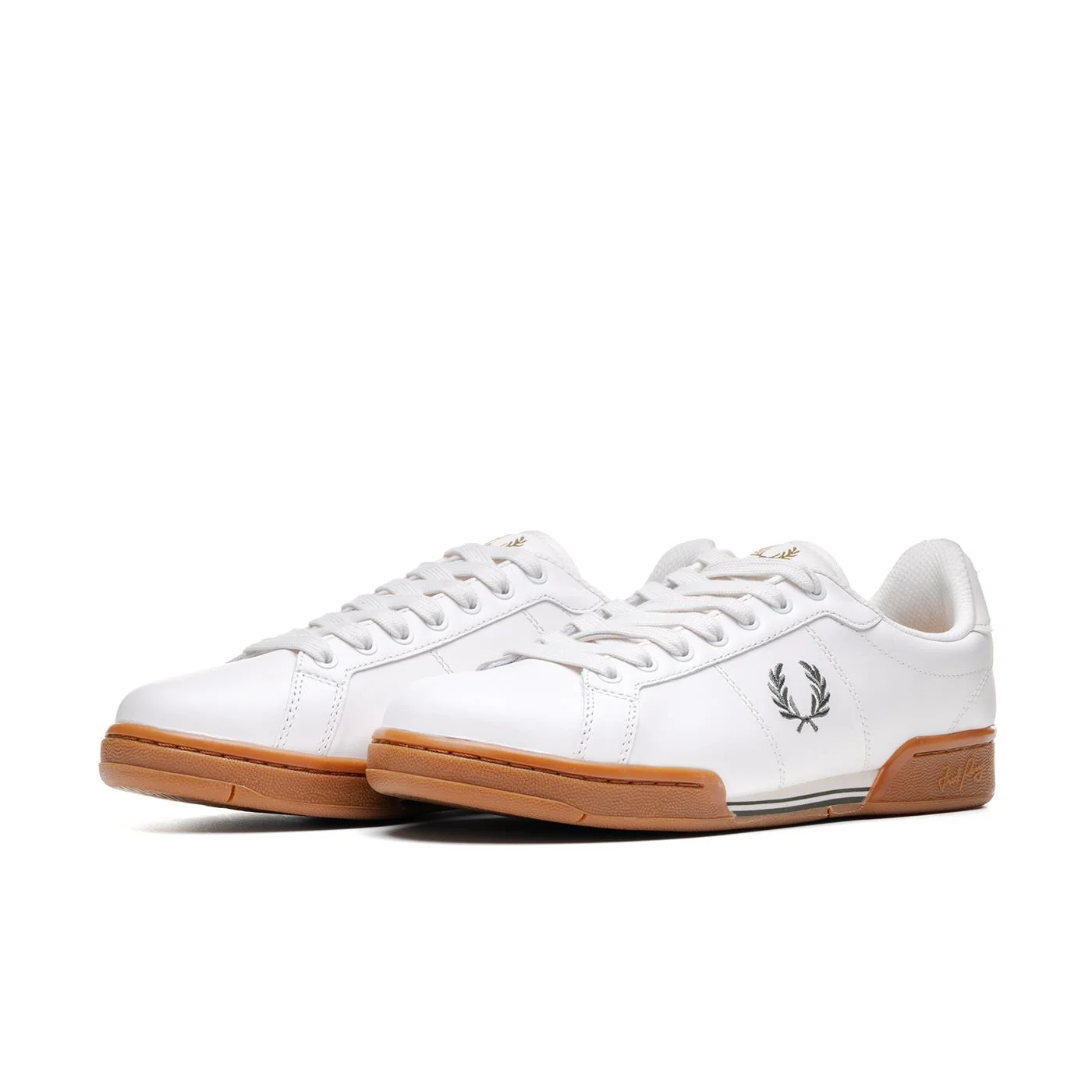 Fred Perry B722 Leather Snow White/Field Green - Image 3