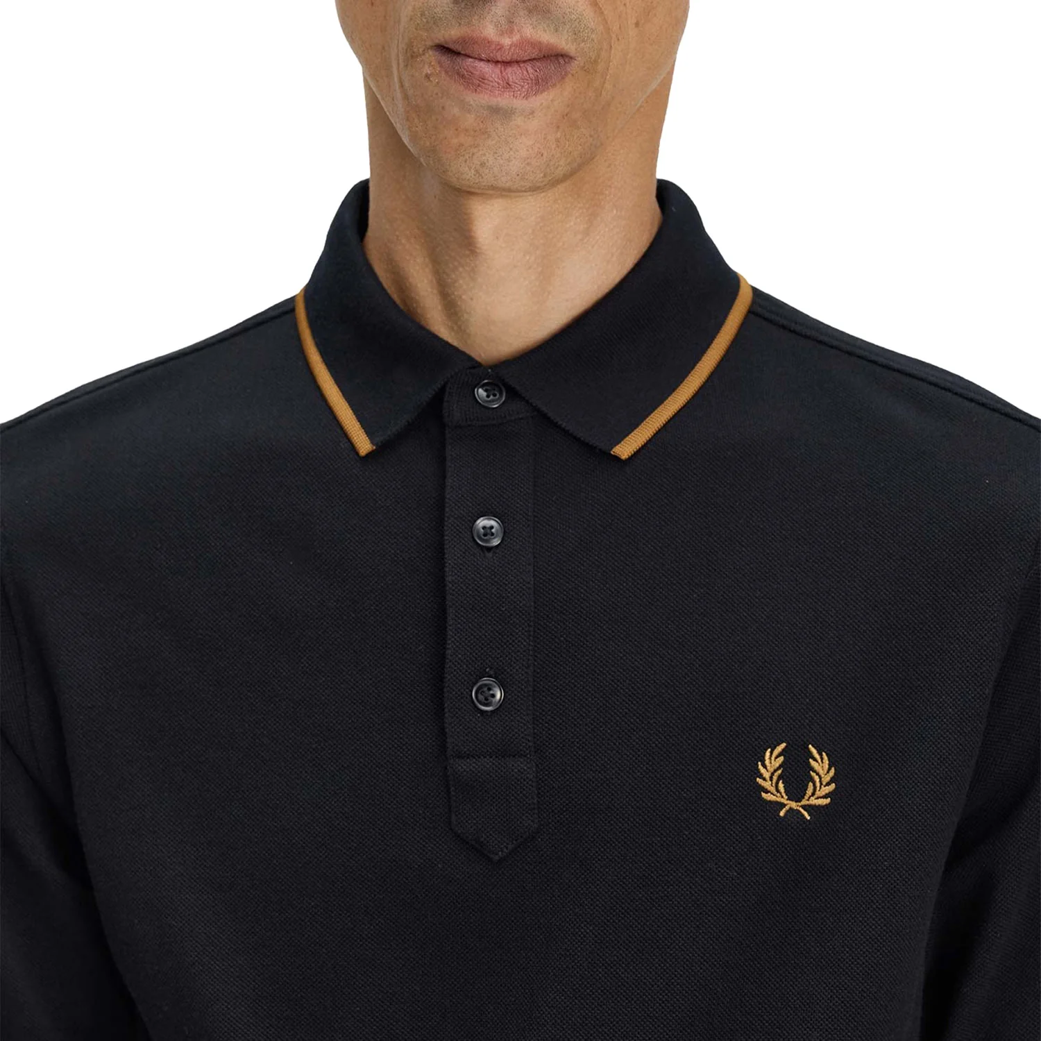 Fred Perry Collar Stand Polo Shirt Black - Image 3