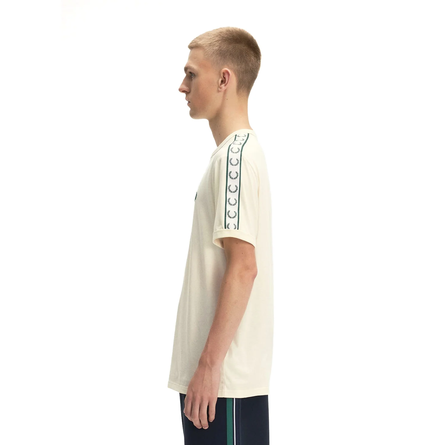 Fred Perry Contrast Tape Ringer T-Shirt Ecru - Image 3
