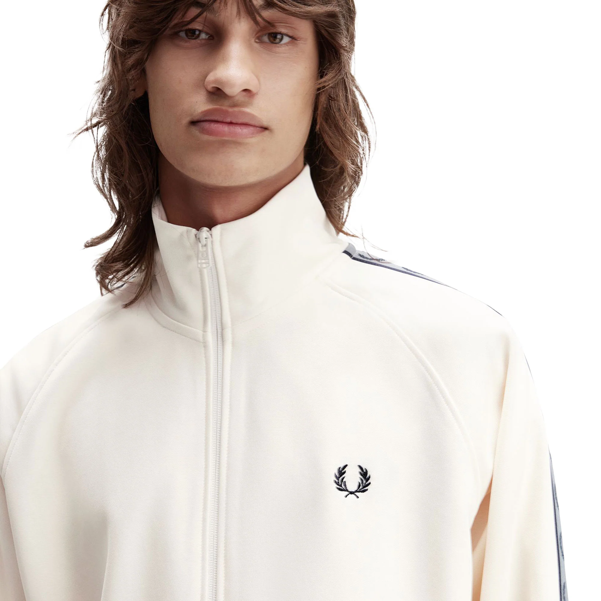 Fred Perry Contrast Tape Track Jacket Ecru/Navy - Image 3