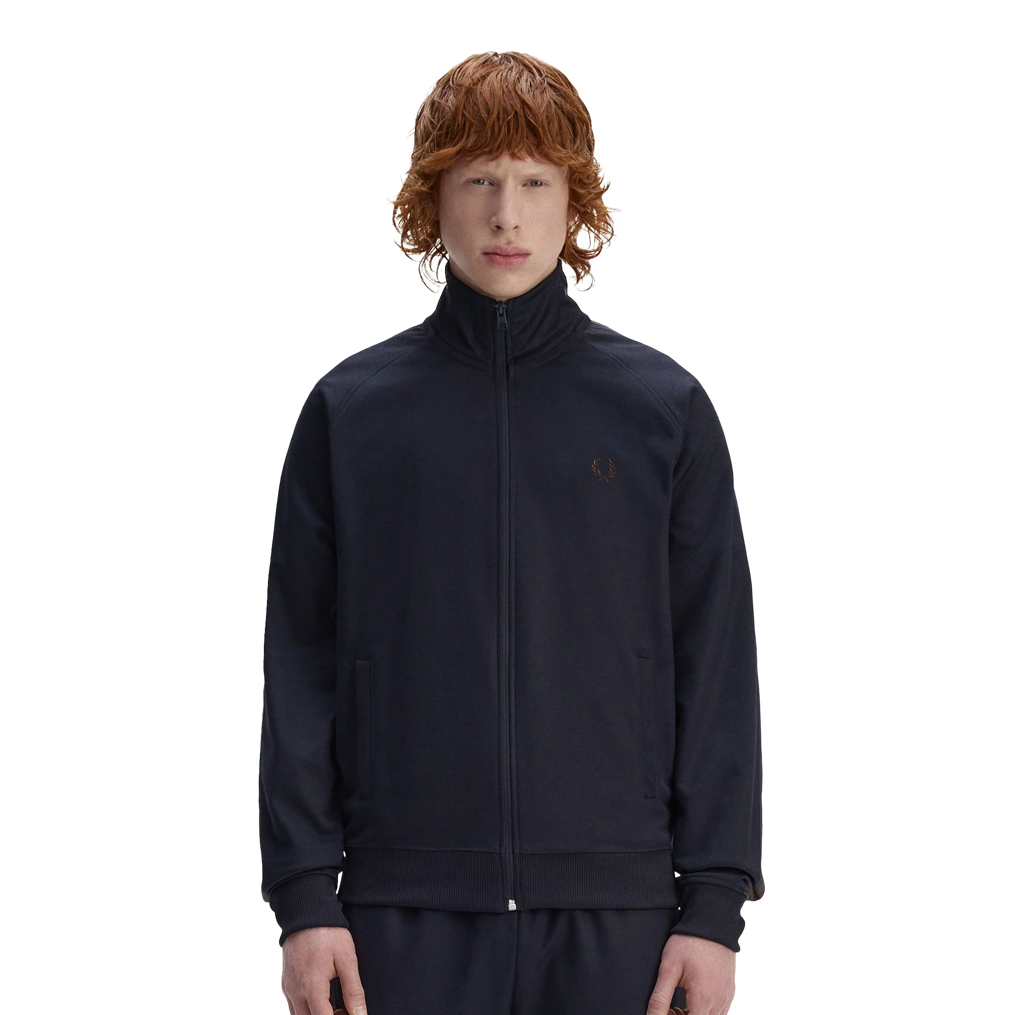 Fred Perry Contrast Tape Track Jacket Navy/Burnt Tobacco