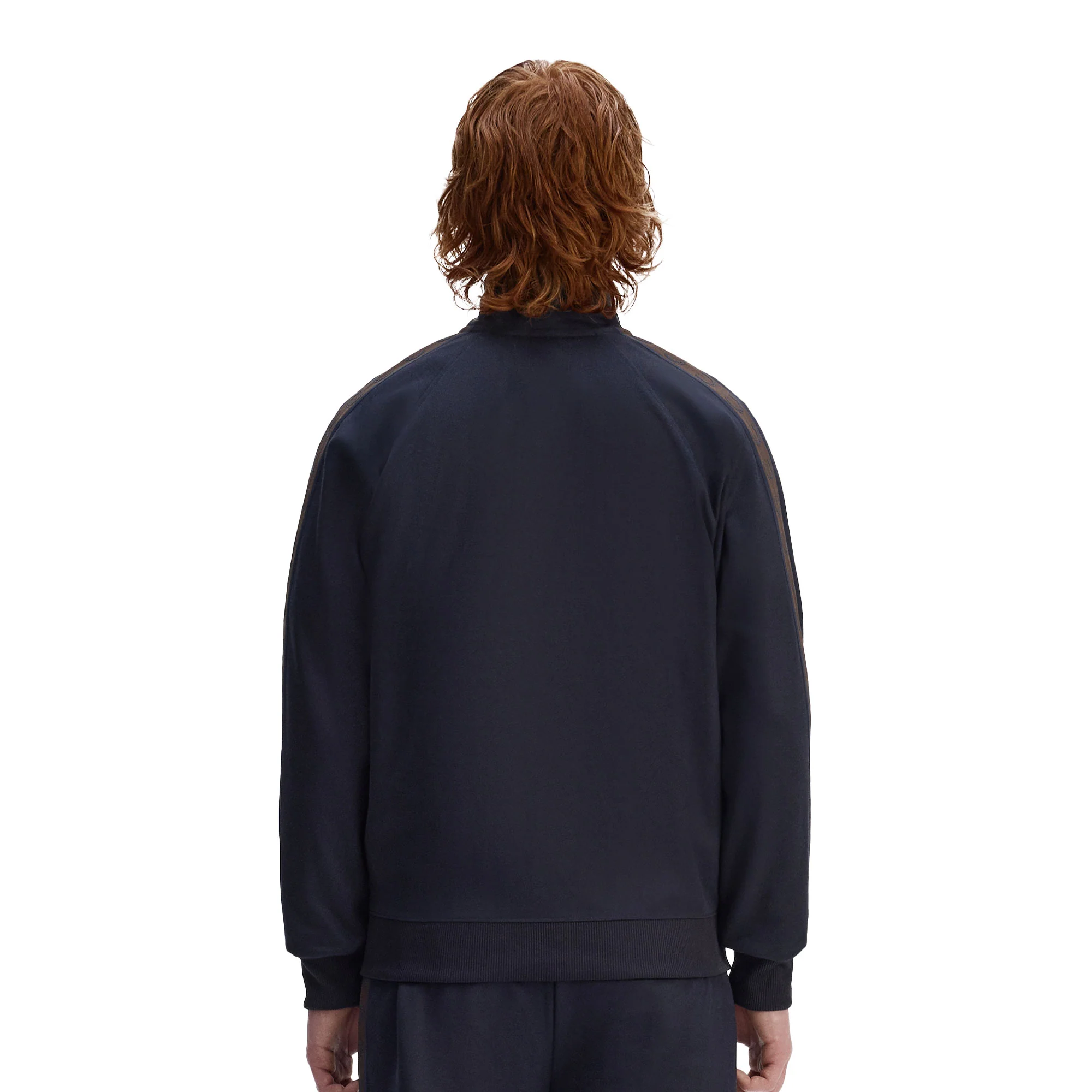 Fred Perry Contrast Tape Track Jacket Navy/Burnt Tobacco - Image 2