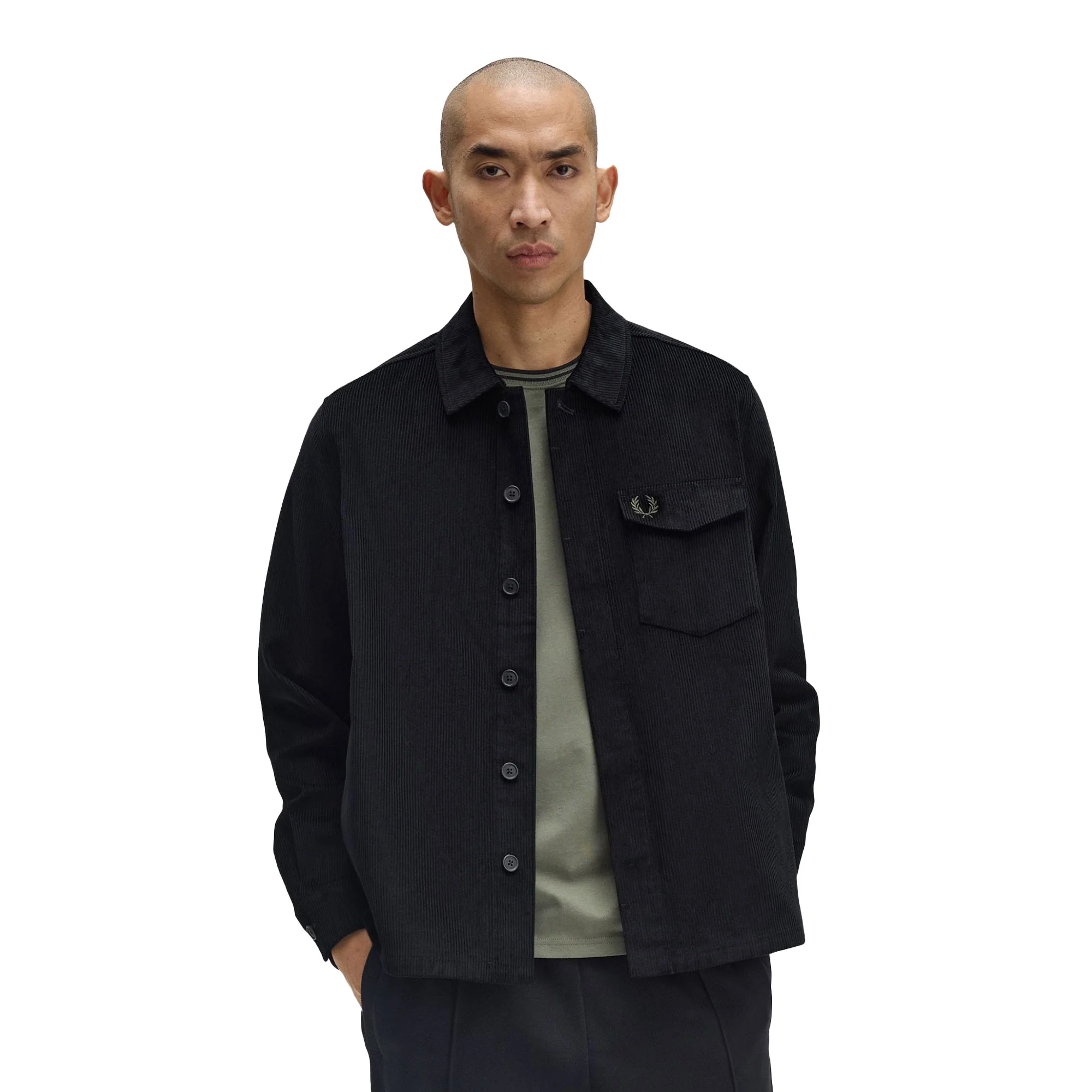 Fred Perry Corduroy Overshirt Black - Image 3