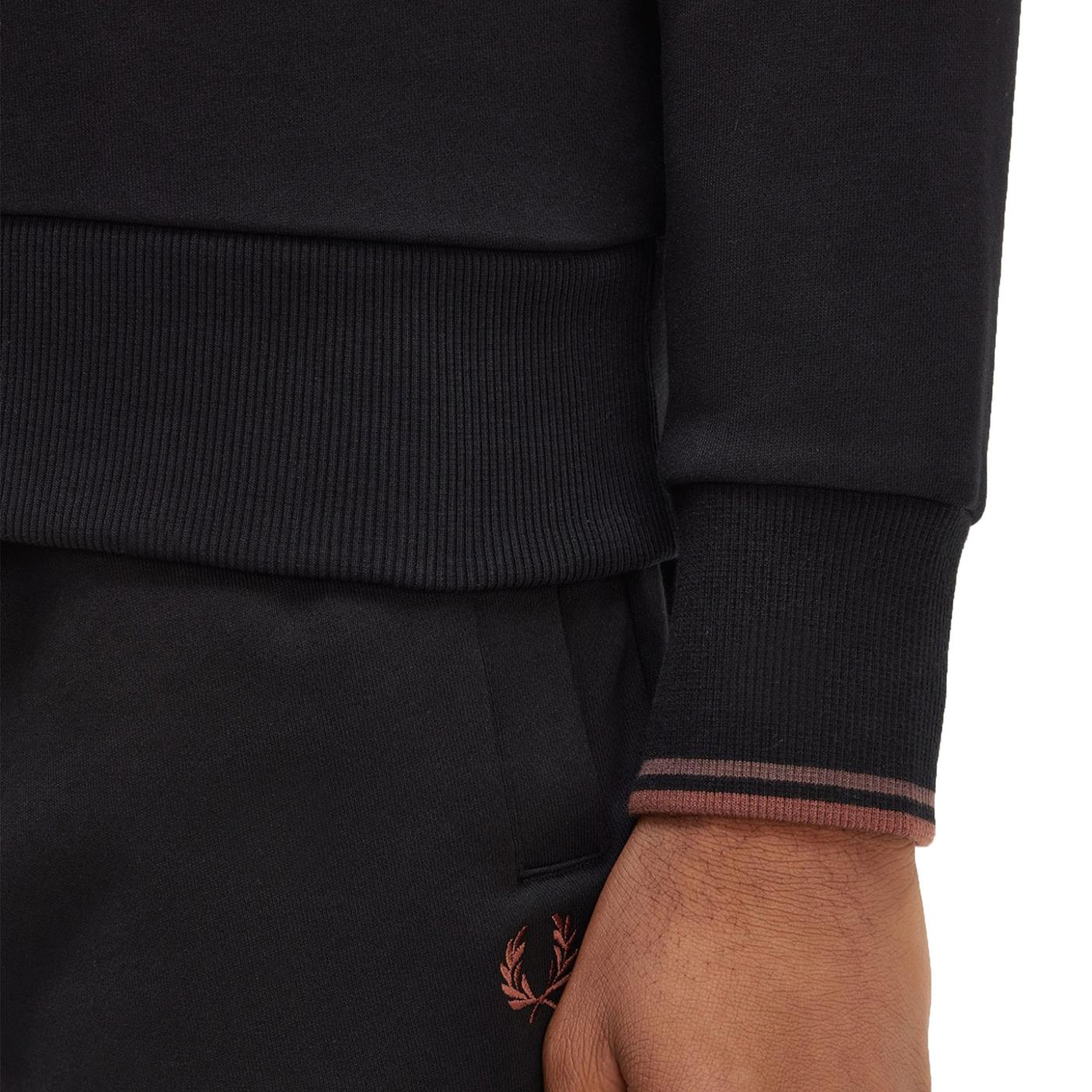 Fred Perry Crewneck Sweatshirt Black/Whisky Brown - Image 3