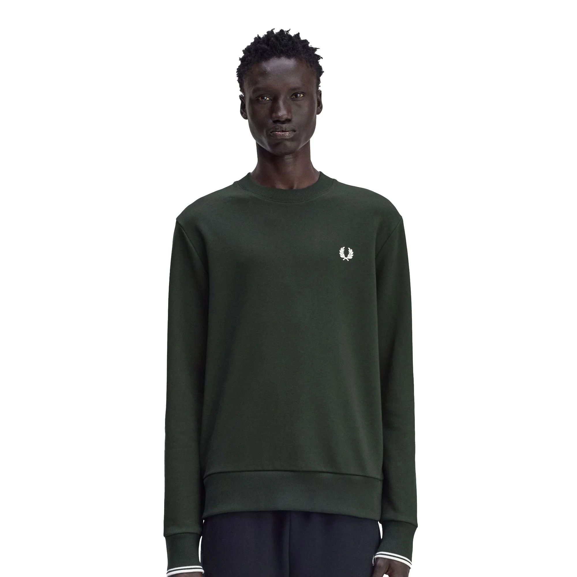 Fred Perry Crewneck Sweatshirt Night Green/Snow White