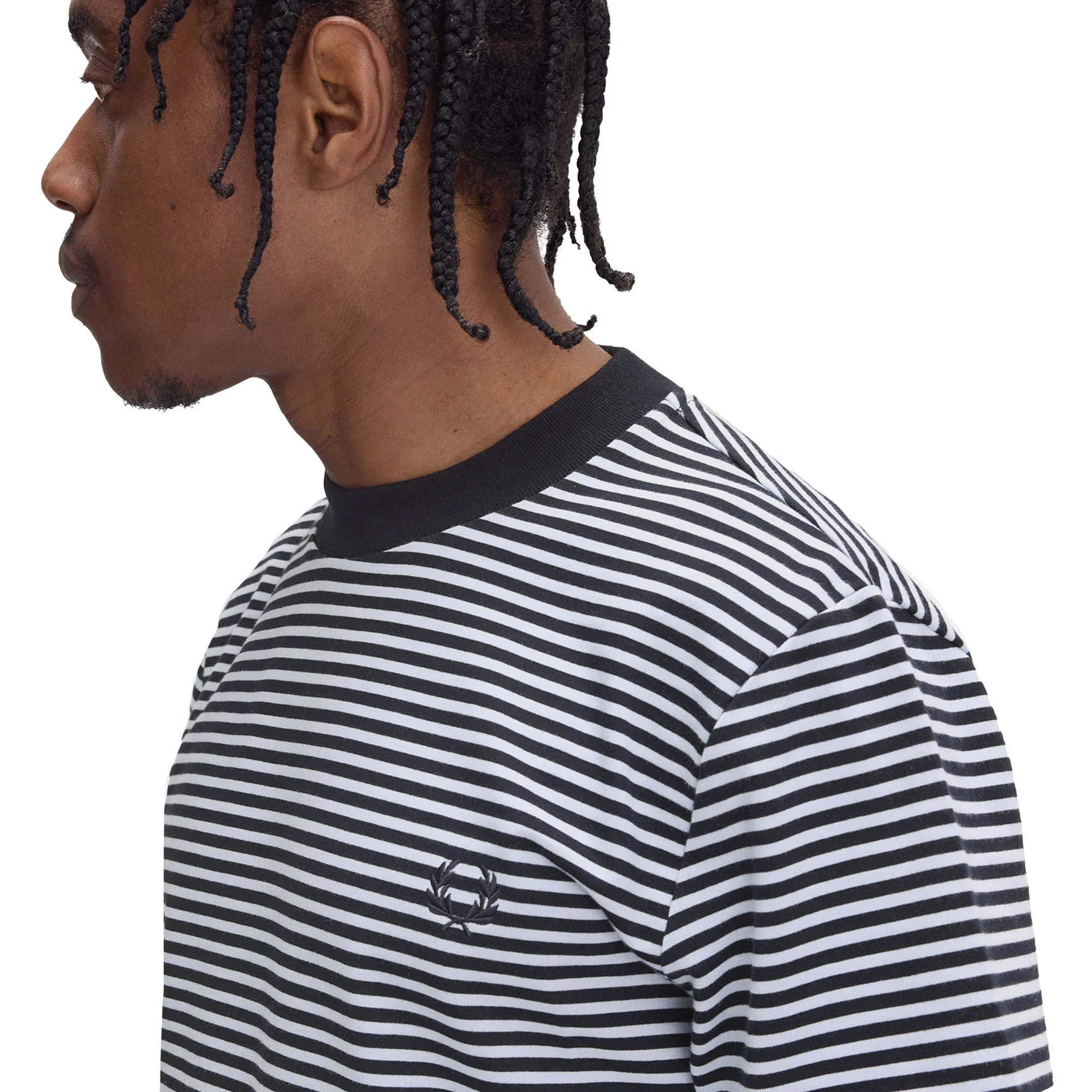 Fred Perry Fine Stripe T-Shirt Navy - Image 3