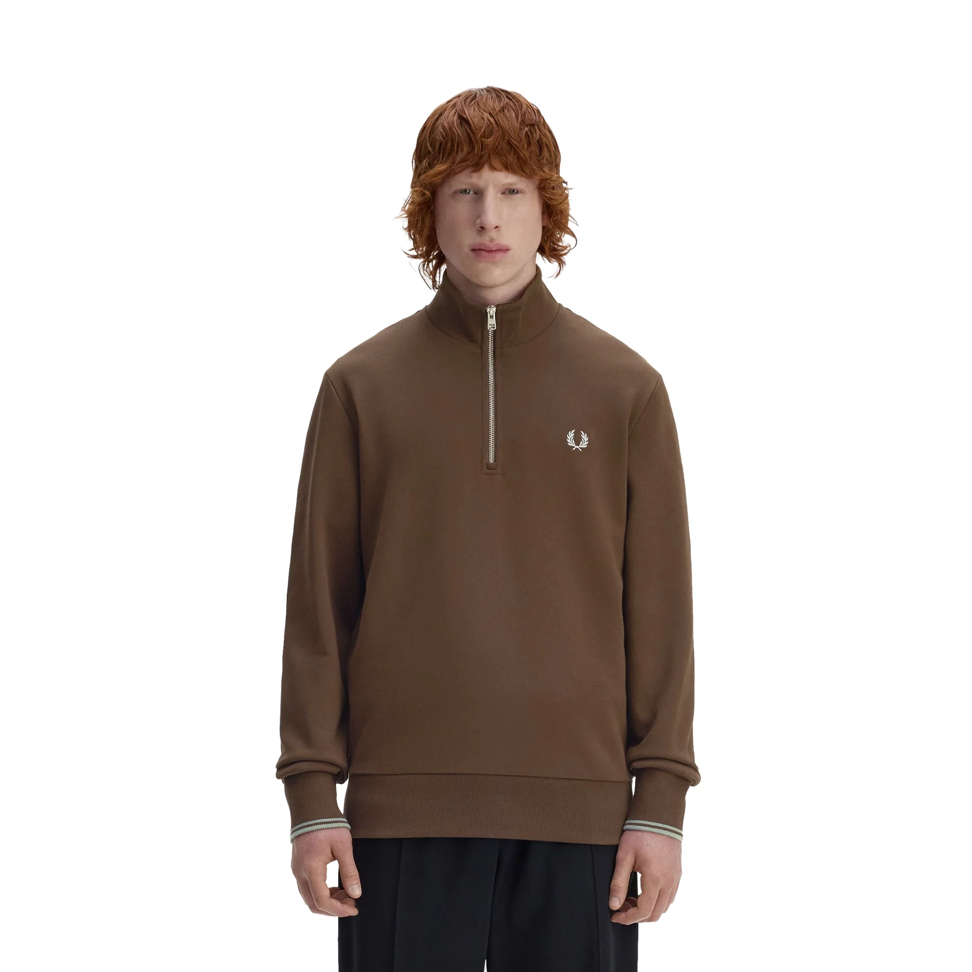 Fred Perry Half-Zip Sweatshirt Burnt Tobacco/Stockport Blue