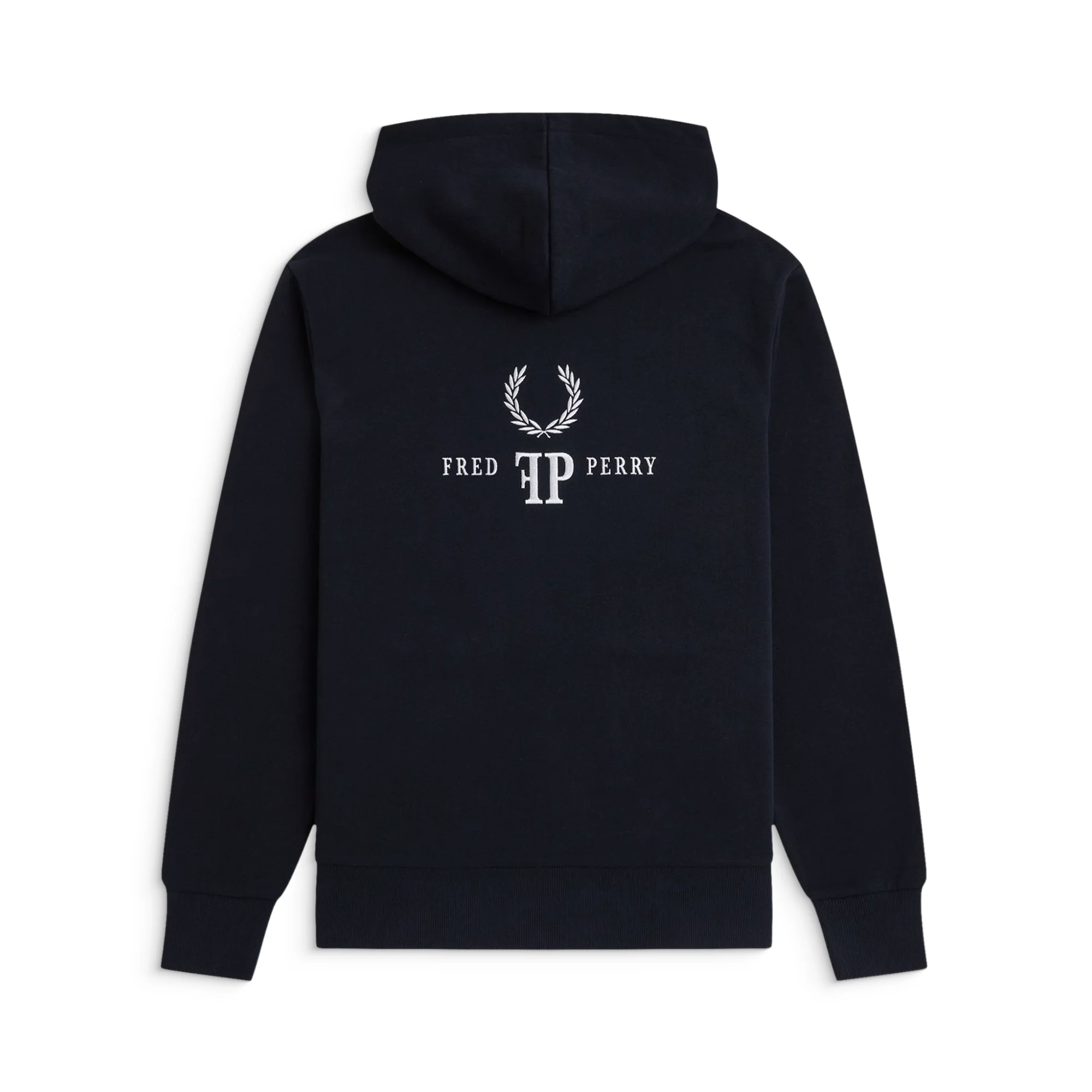 Fred Perry Monogram Hooded Sweatshirt Navy/Ice/Ice - Image 5