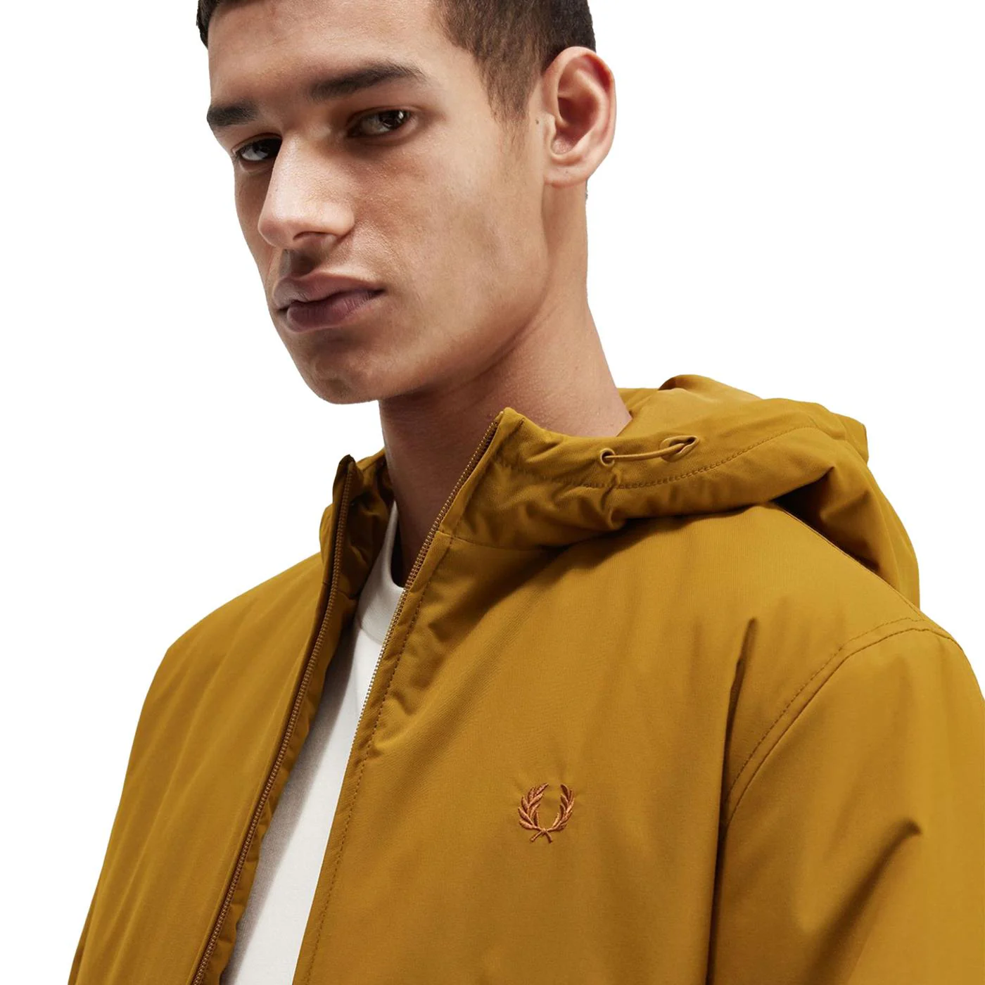 Fred Perry Padded Hooded Brentham Jacket Dark Caramel - Image 3