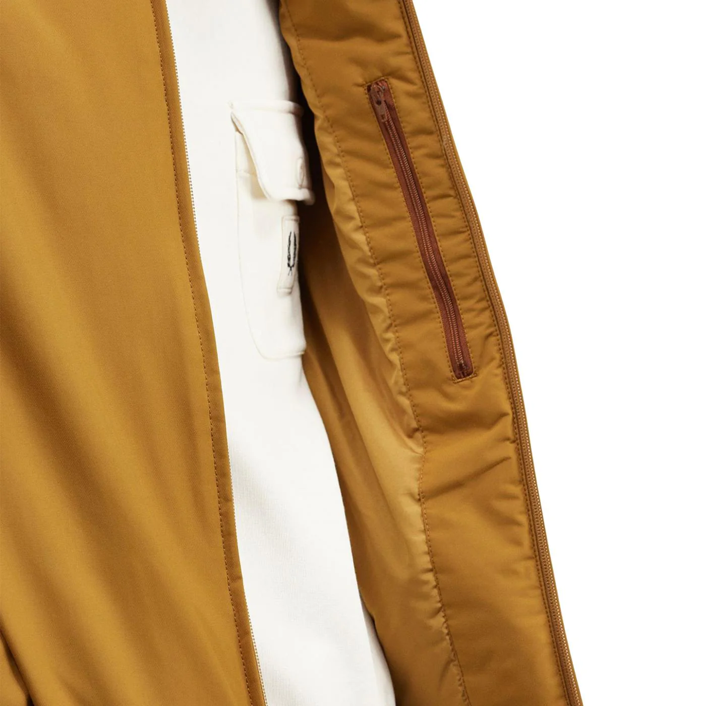 Fred Perry Padded Hooded Brentham Jacket Dark Caramel - Image 4