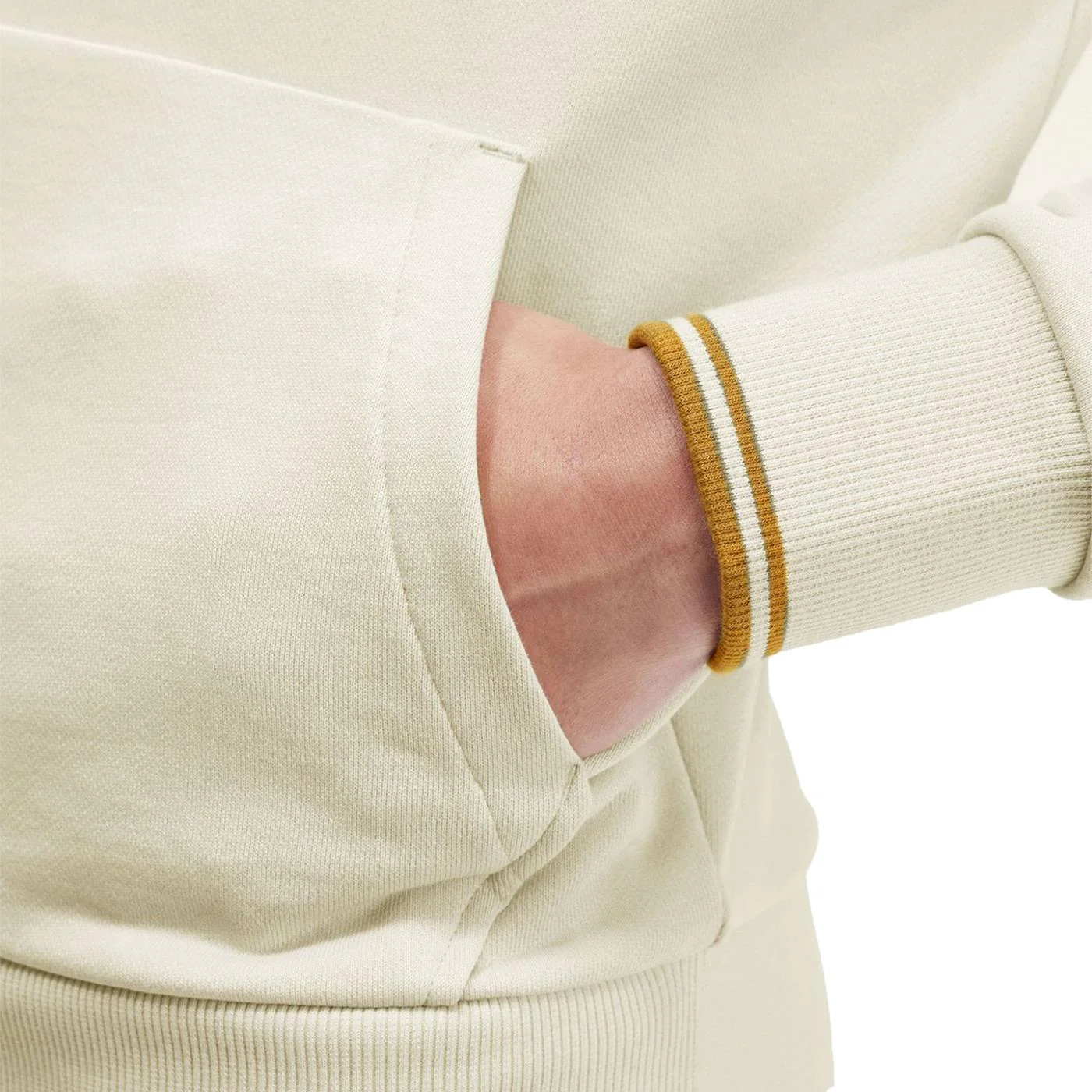 Fred Perry Tipped Hooded Sweatshirt Oatmeal - Image 3