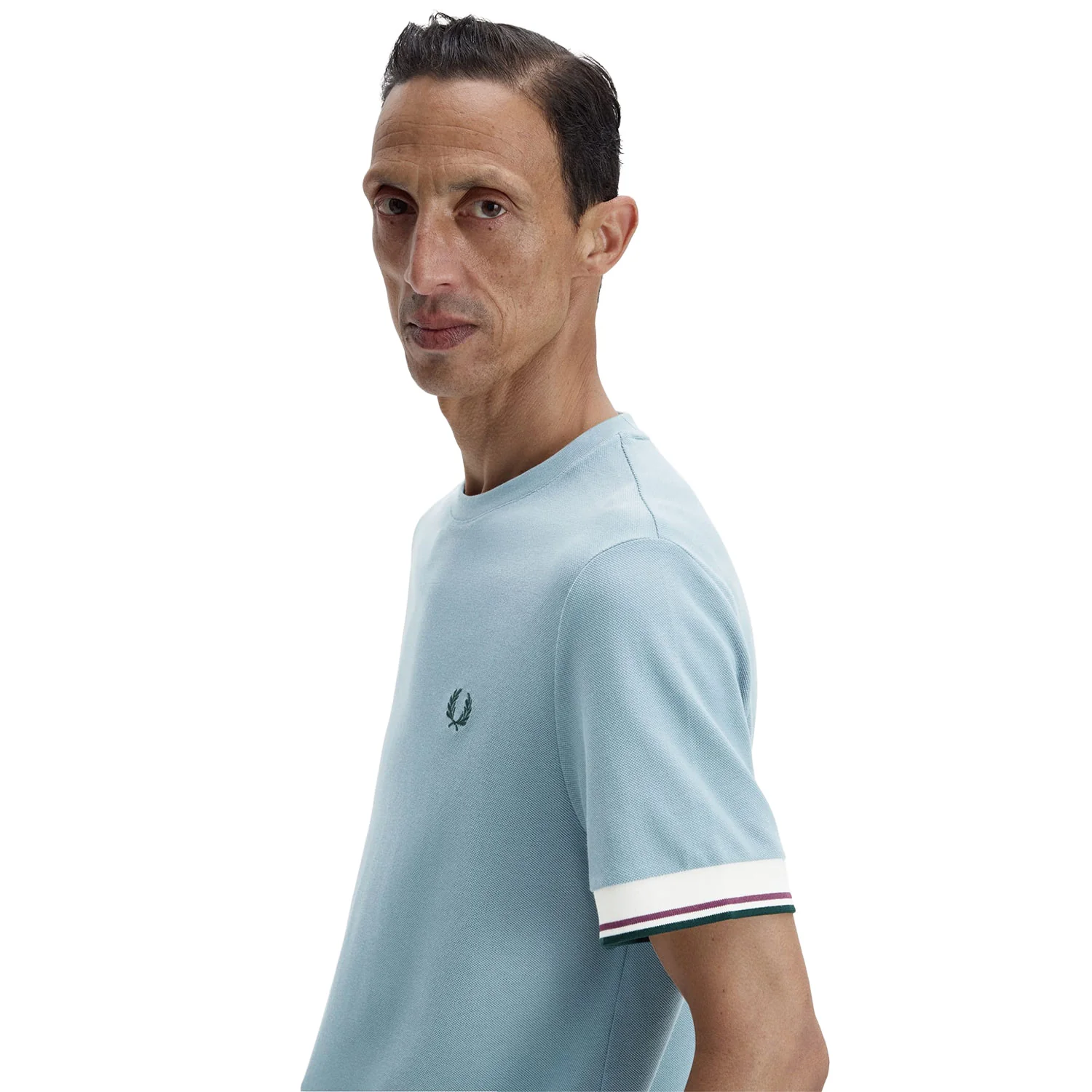 Fred Perry Twin Tipped Cuff T-Shirt Stockport Blue - Image 2