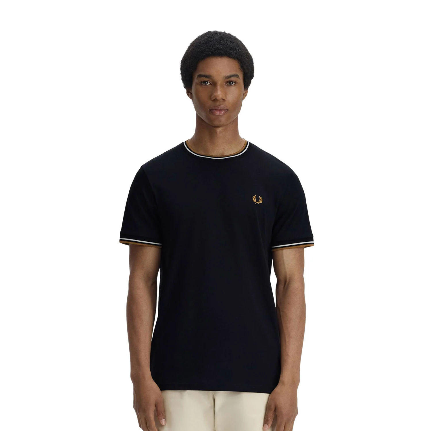 Fred Perry Twin Tipped T-Shirt Black/Ecru/Dark Caramel