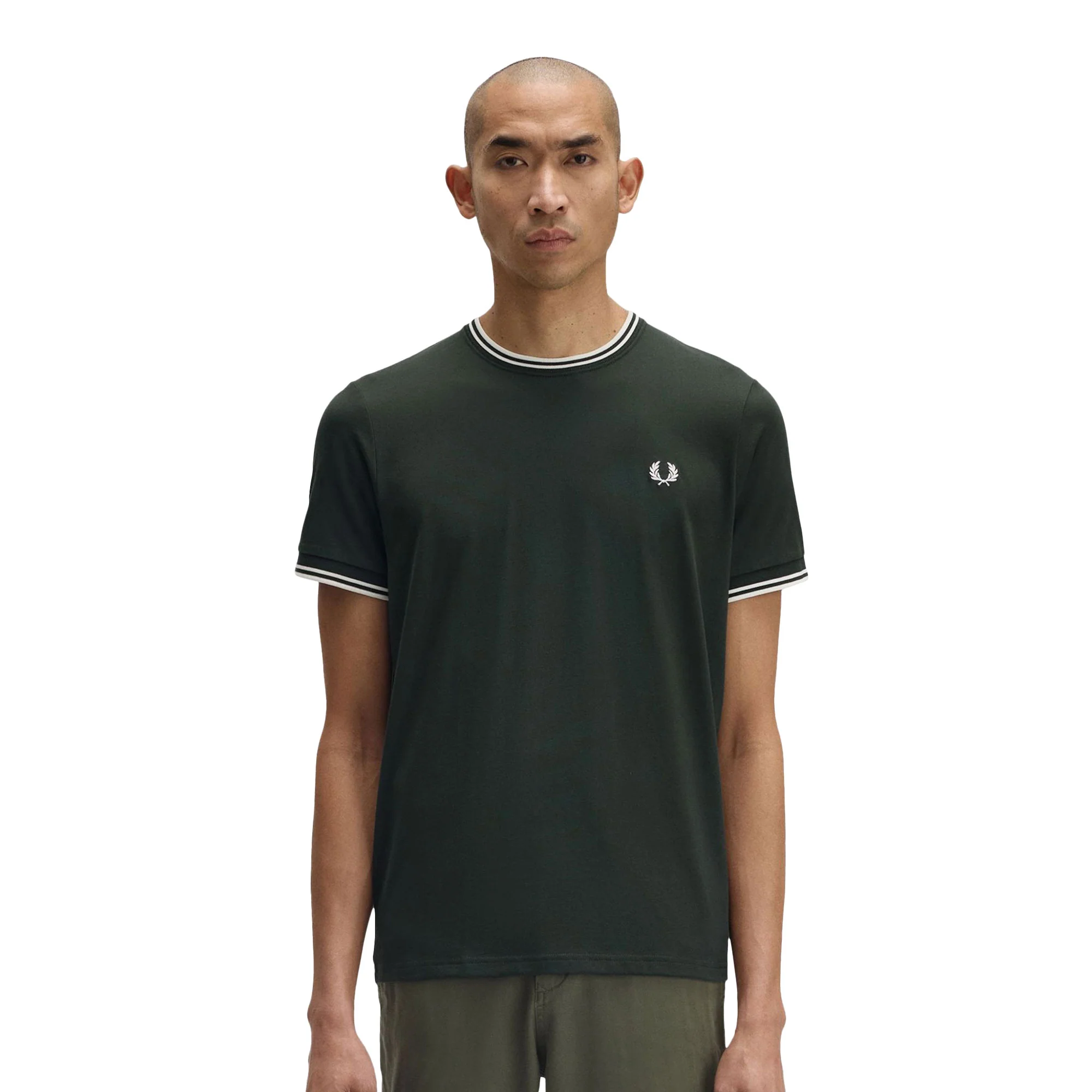 Fred Perry Twin Tipped T-Shirt Night Green/Snow White