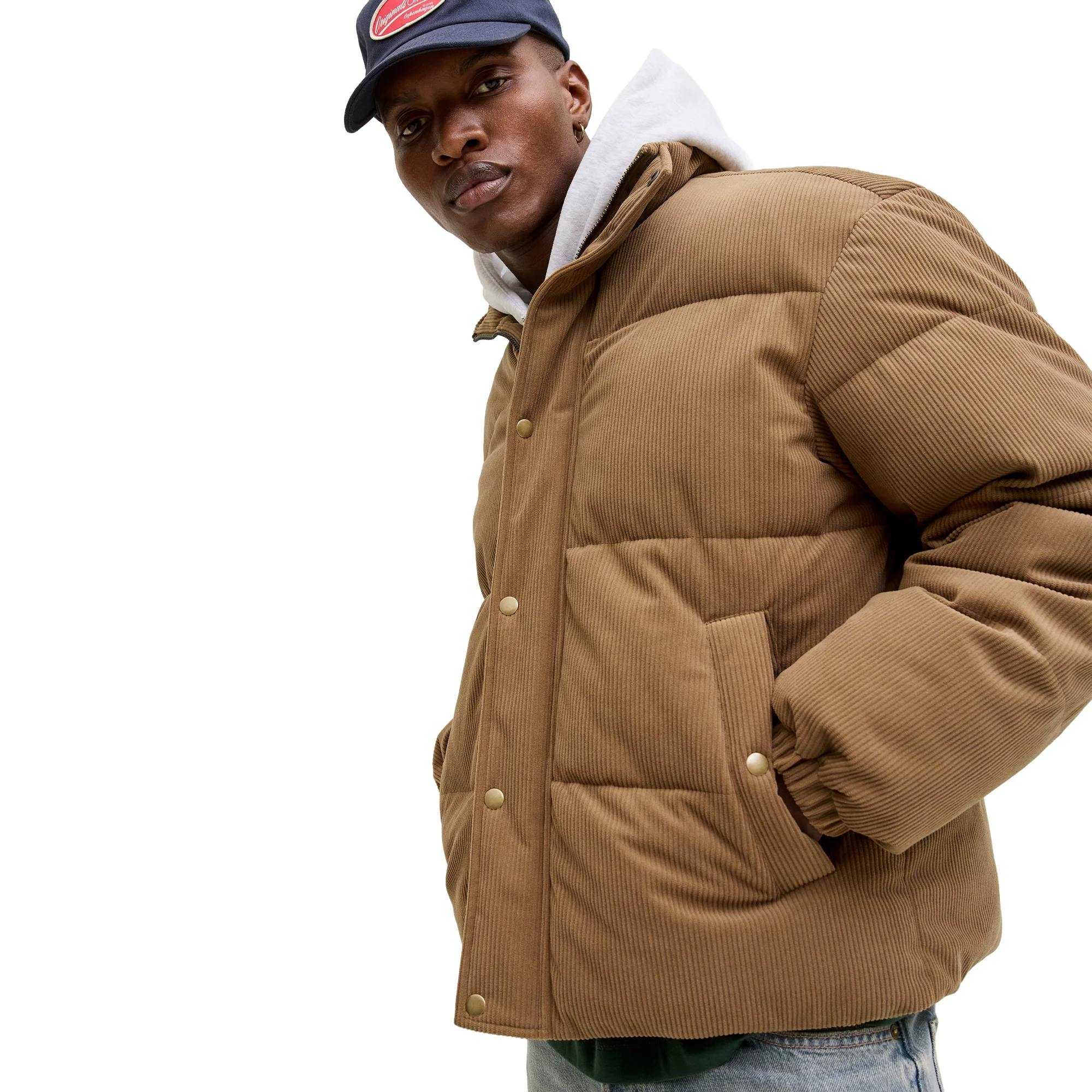 Jack & Jones Greene Corduroy Puffer Jacket Argan Oil - Image 5