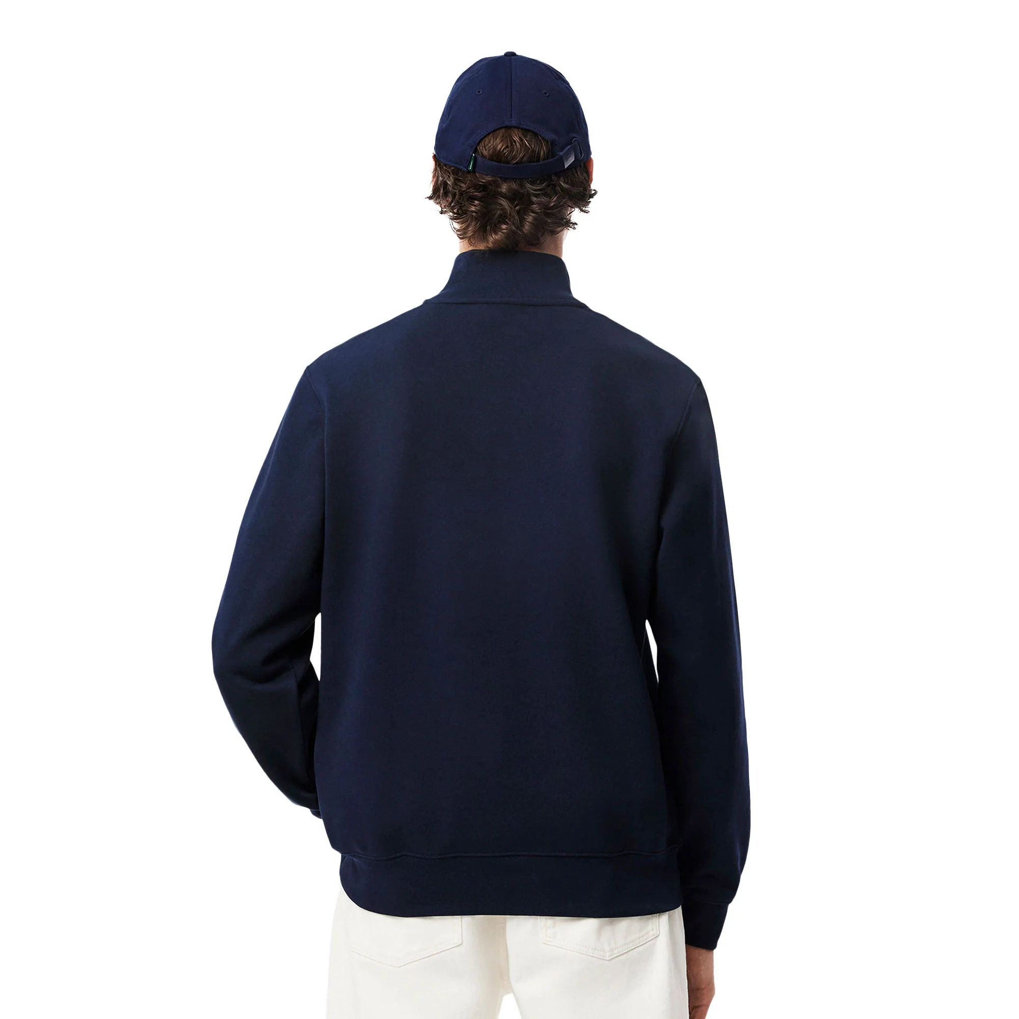 Lacoste High Neck Zipped Fleece Sweatshirt Navy - Image 2