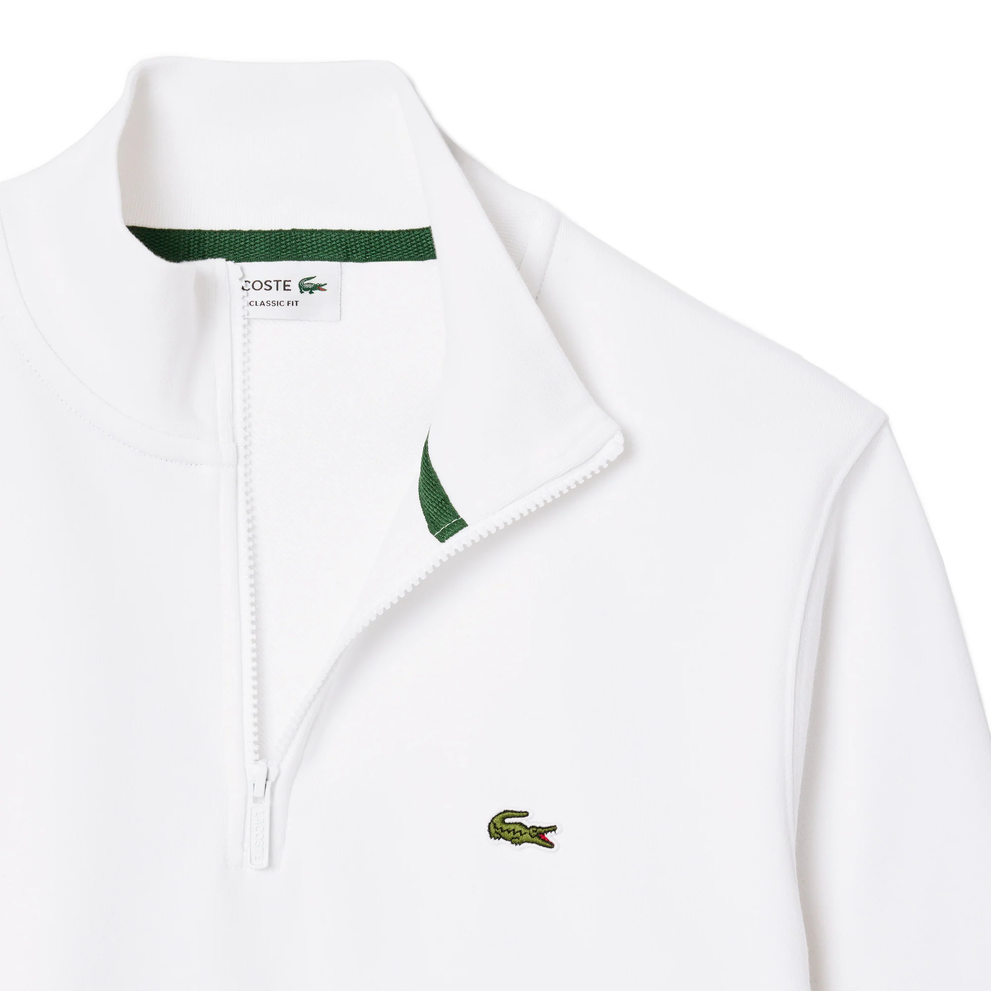 Lacoste High Neck Zipped Fleece Sweatshirt White - Image 3