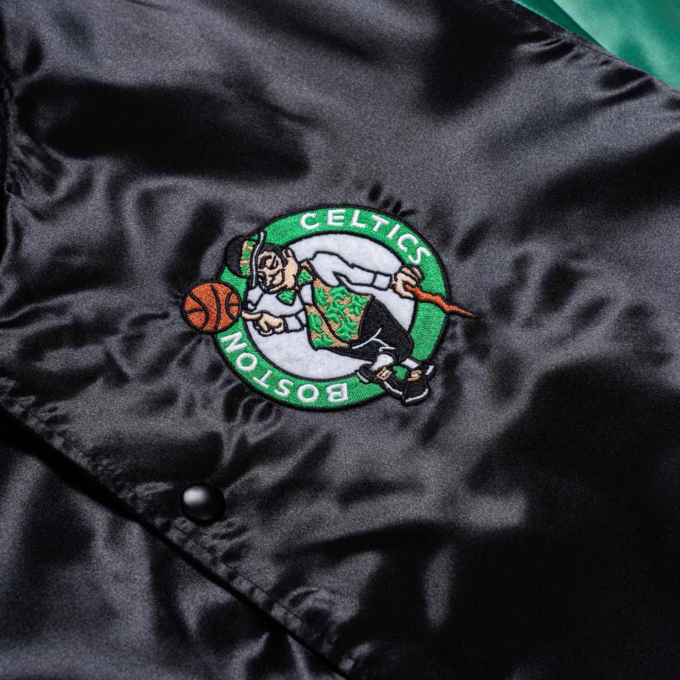 New Era NBA Satin Bomber Jacket Boston Celtics Black/Green - Image 4