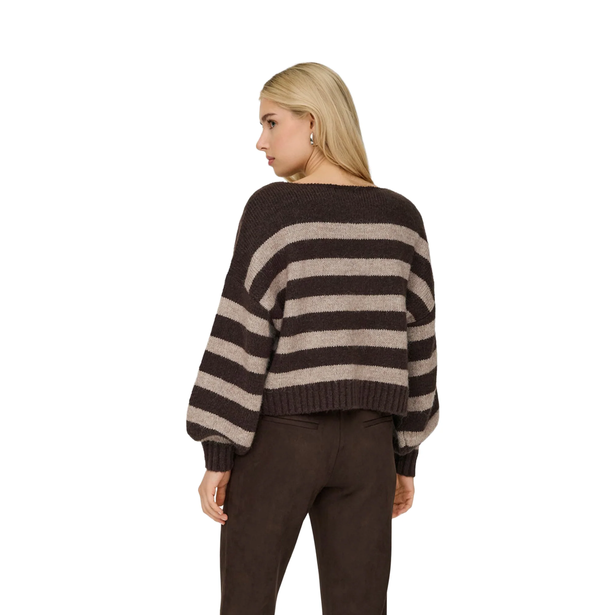 Only Aya Life L/S Boatneck CC Knit Seal Brown - Image 2
