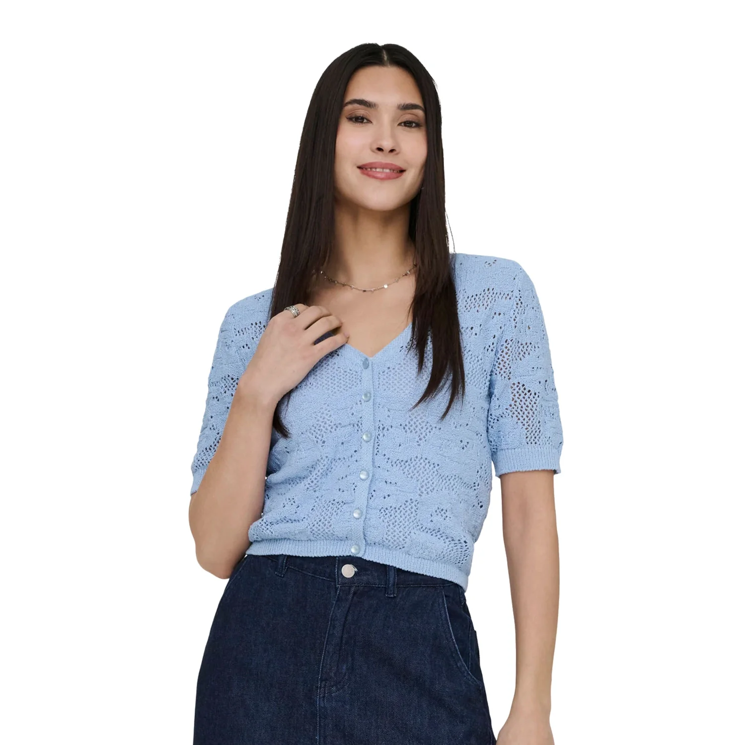 Only Chloe SS Cardigan Knit Soft Chambray - Image 3