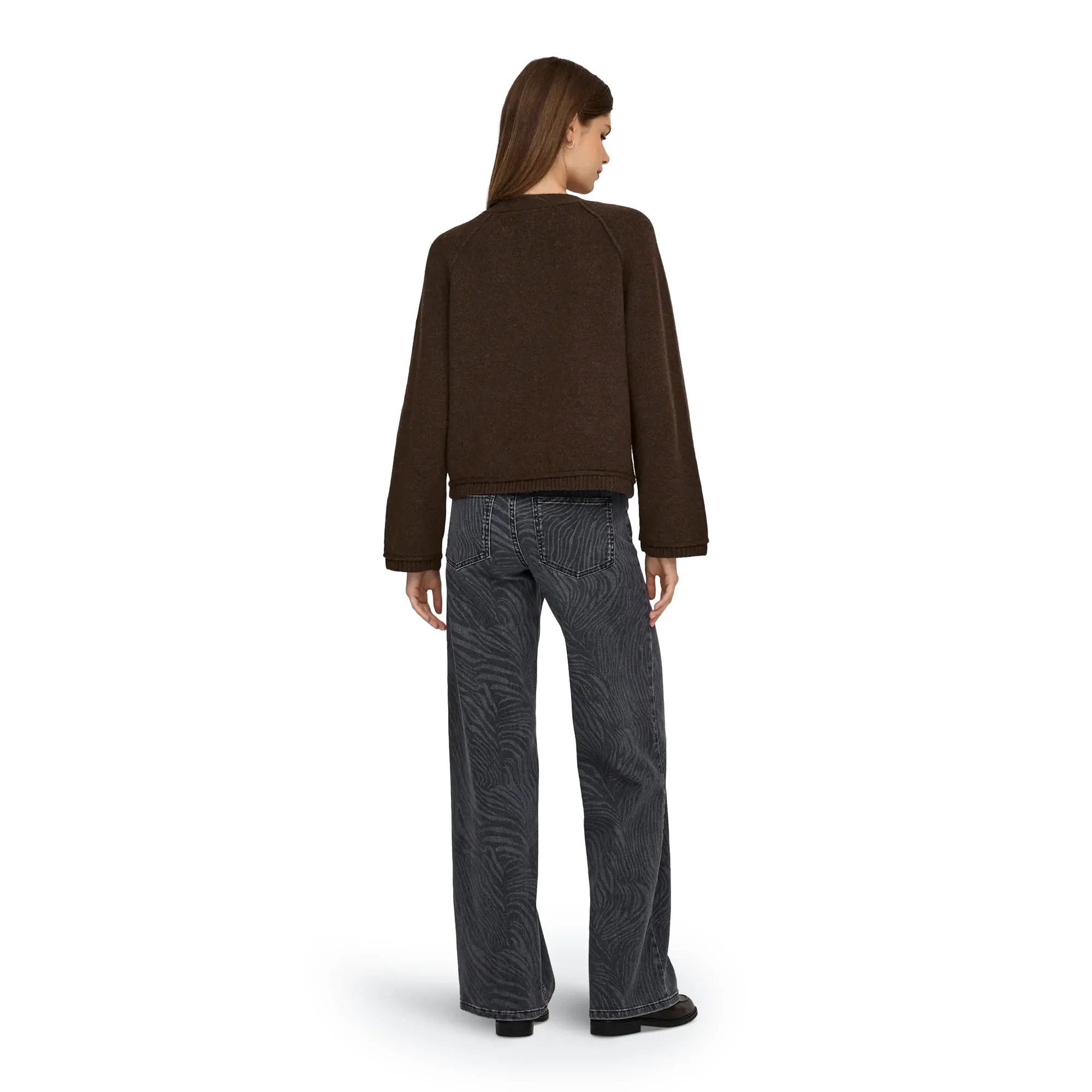 Only Hazel Life LS Cardigan BF Knit Chocolate Martini - Image 2