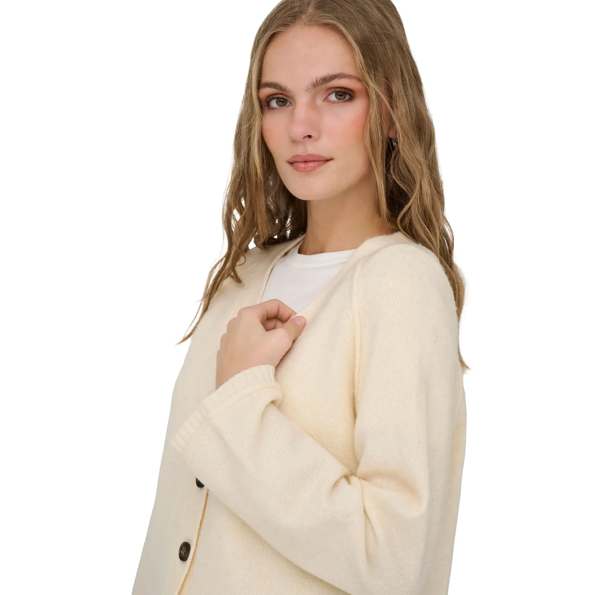 Only Hazel Life LS Cardigan BF Knit Whitecap Gray - Image 3
