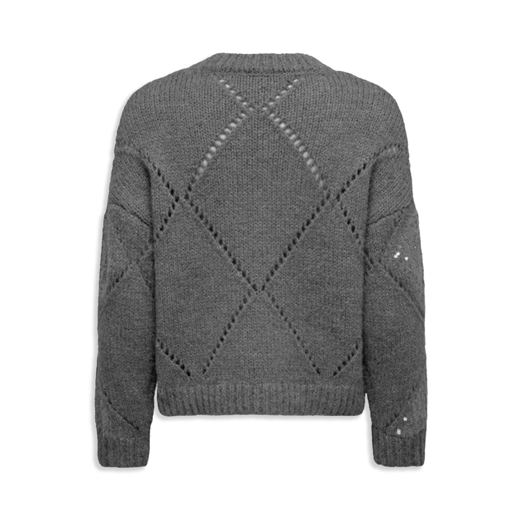 Only Kansas Life LS Sequins O-Neck Knit Medium Grey - Image 2