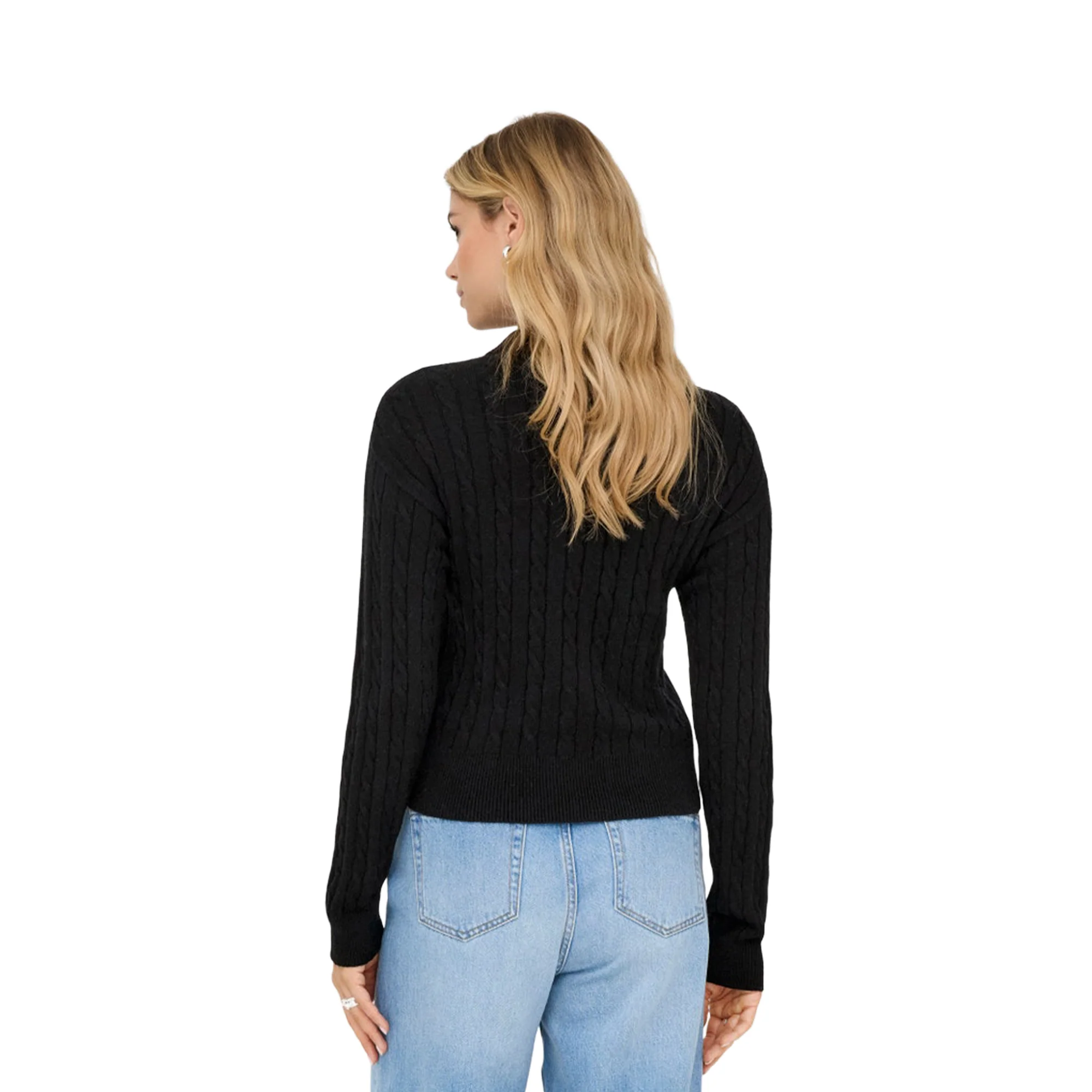 Only Katia LS Cable Polo CC Knit Black - Image 3