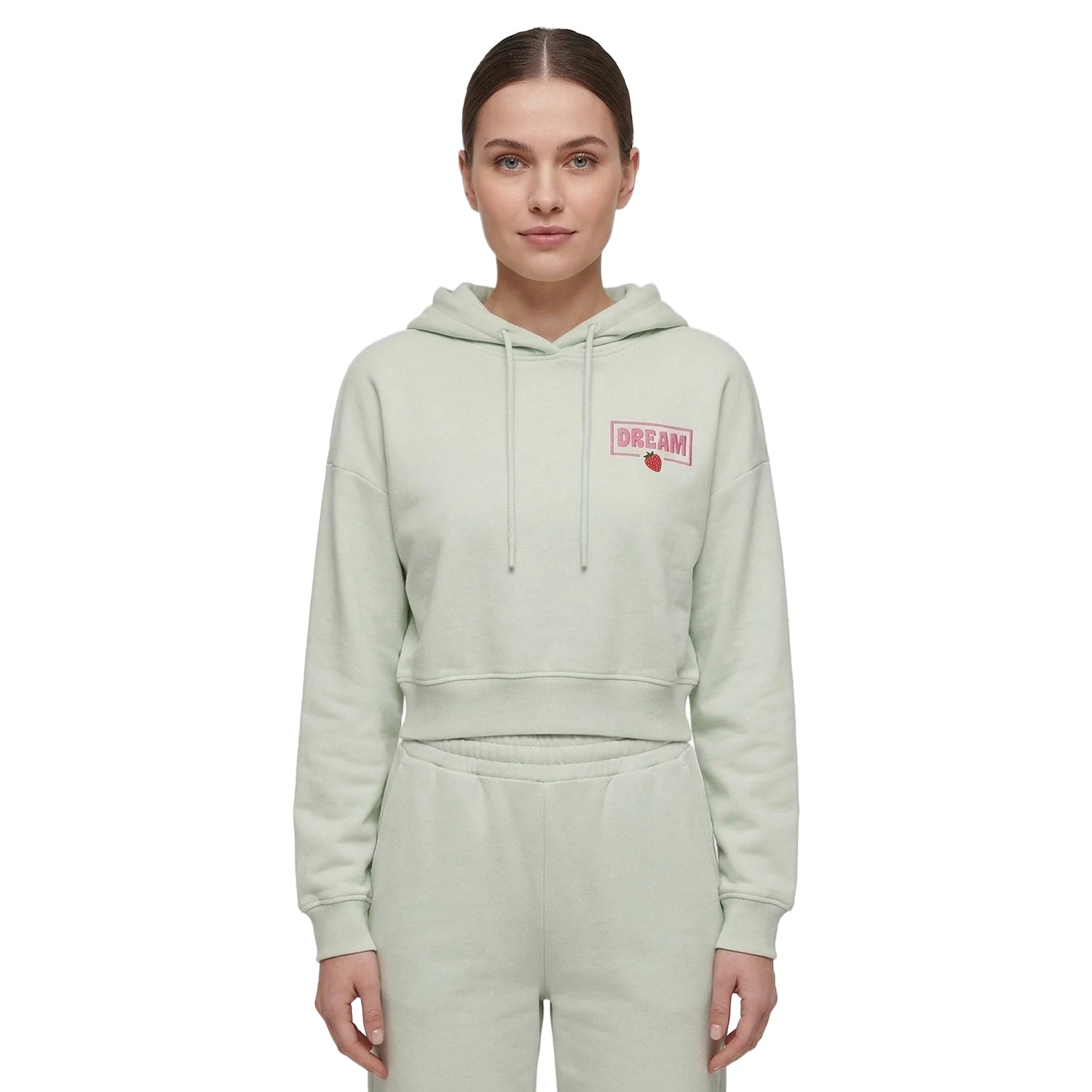 Only Kita L/S Sweat Hood Print Green Lily
