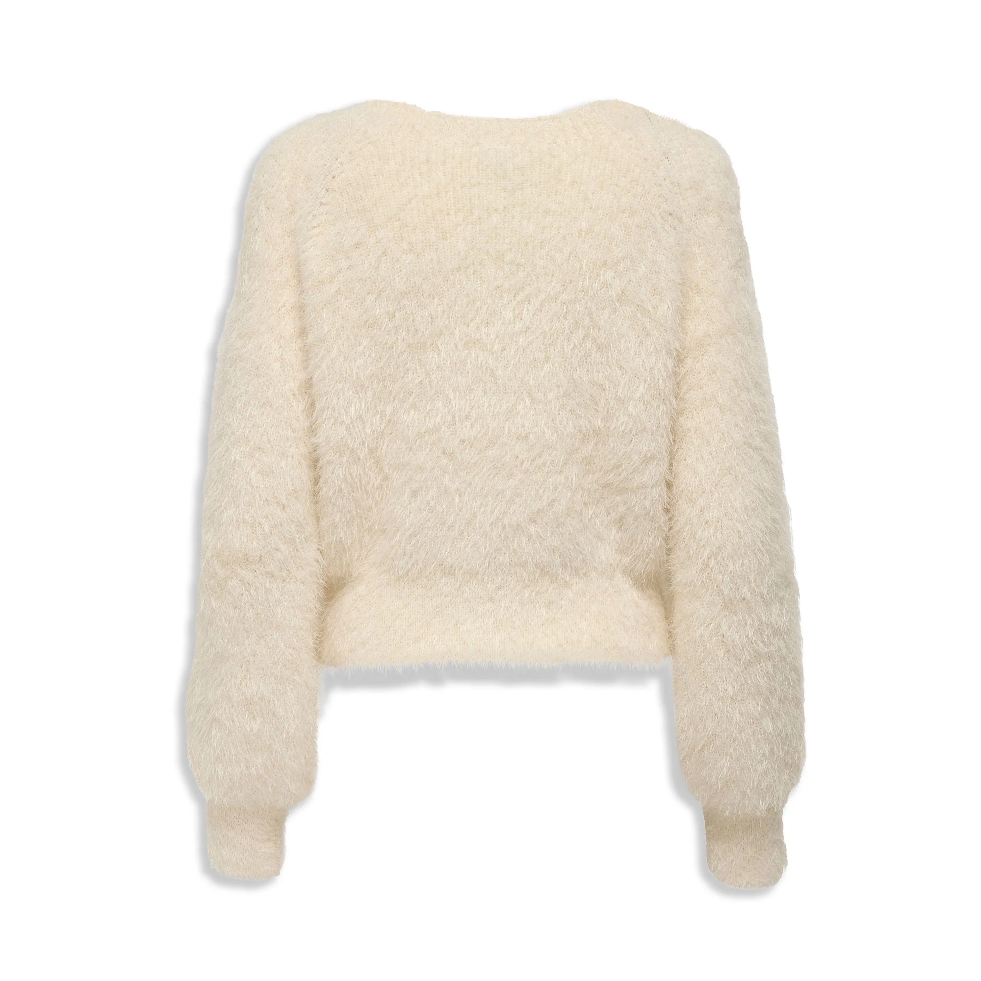 Only Lulu LS Rib Short O-Neck CC Knit Cloud Dancer - Image 2