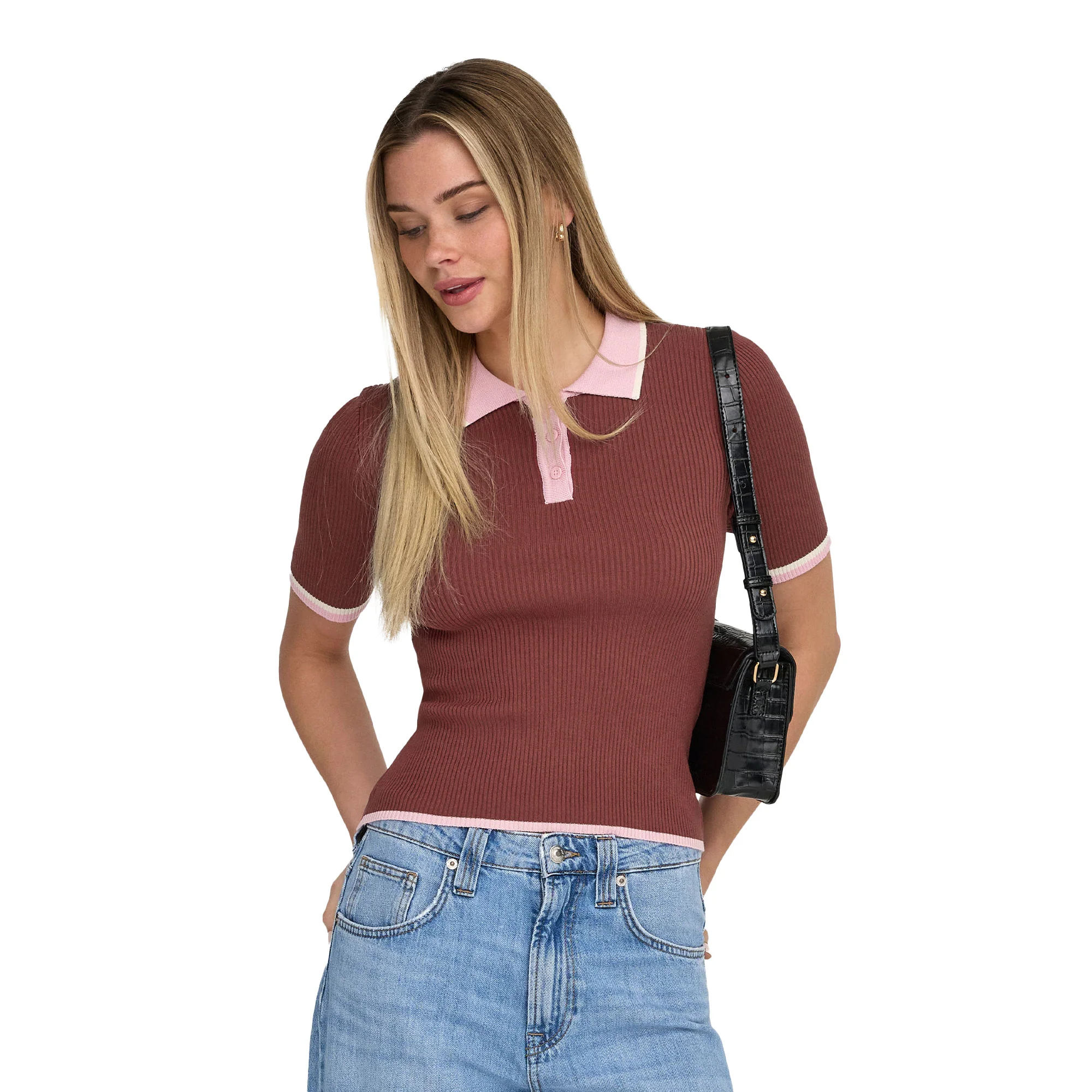 Only Meddi Life SS Contrast Polo Spiced Apple