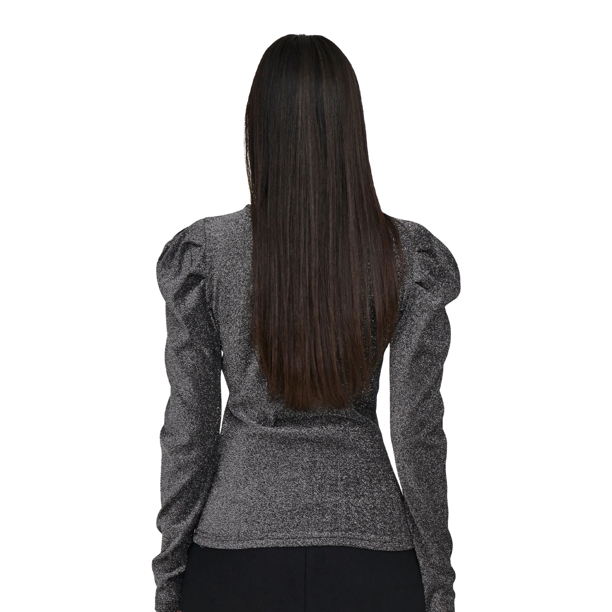 Only Rich L/S Glitter Puff Top Black/Silver Glitter - Image 2