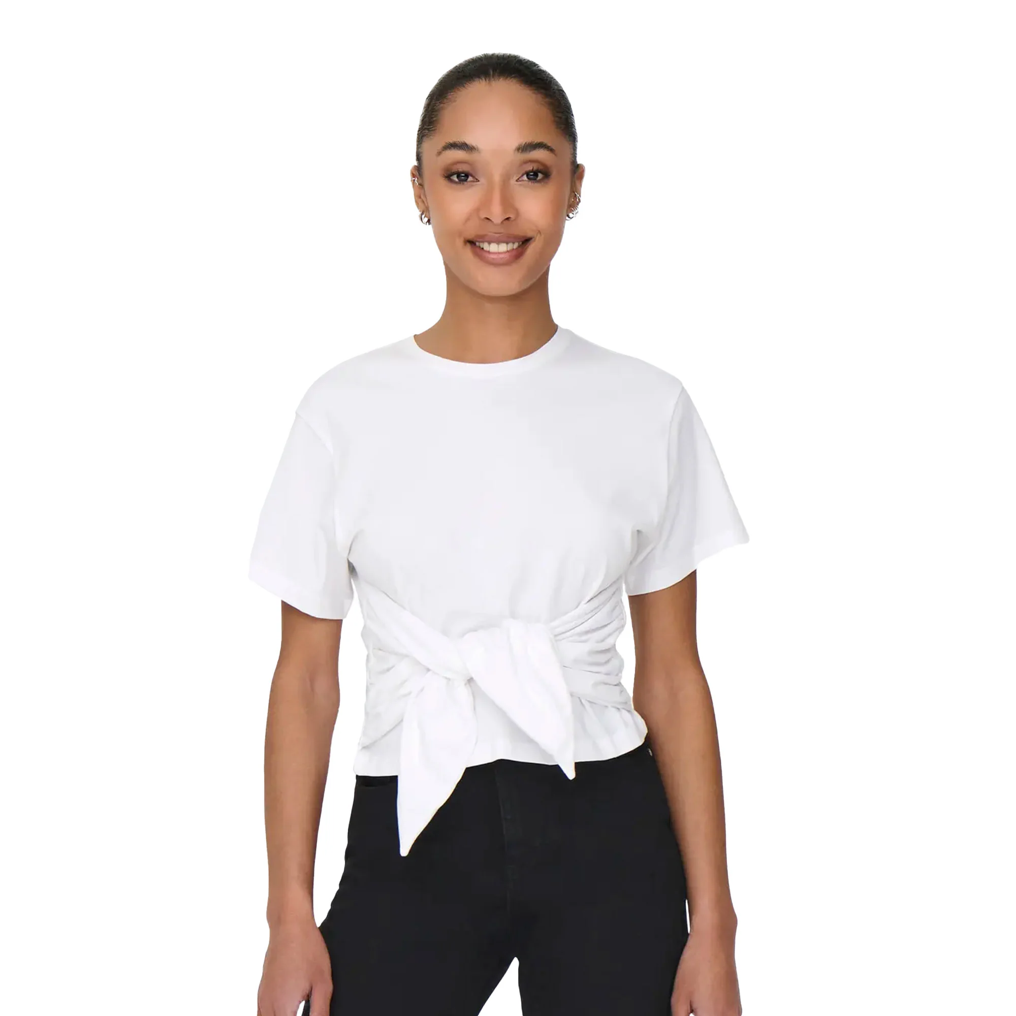Only Will Life S/S Tie Top Bright White