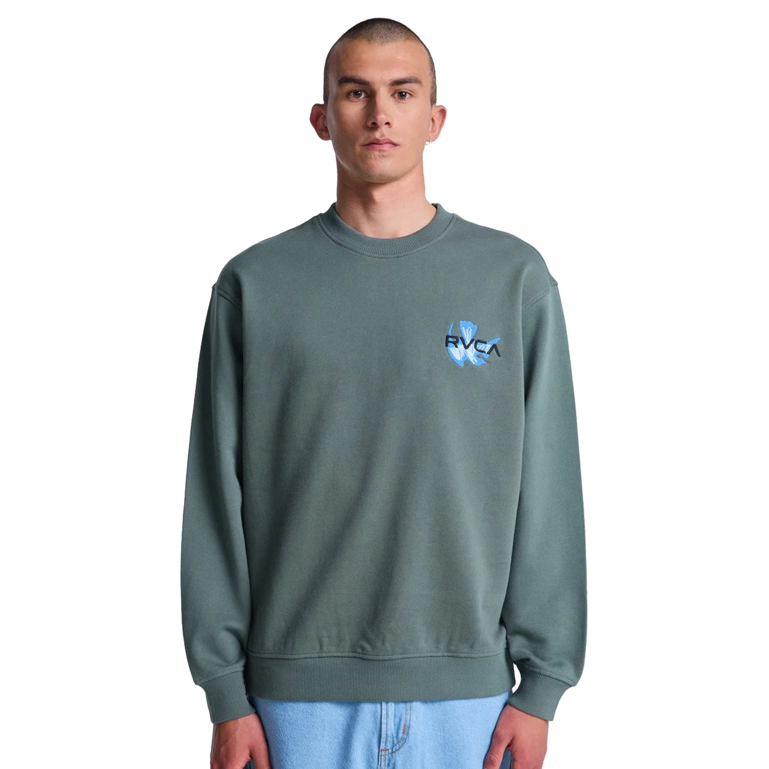 RVCA Antonia Figueiredo Twin Tulips Crew Sage Leaf