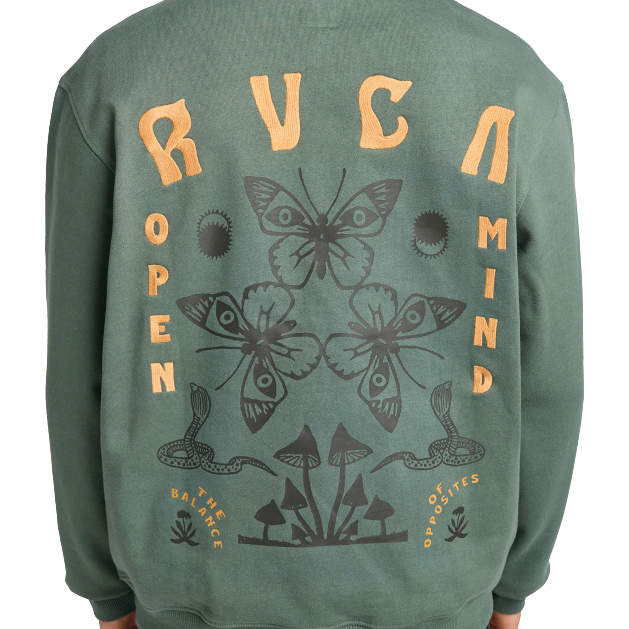 RVCA Butterfly Poster Hoodie Balsam Green - Image 4