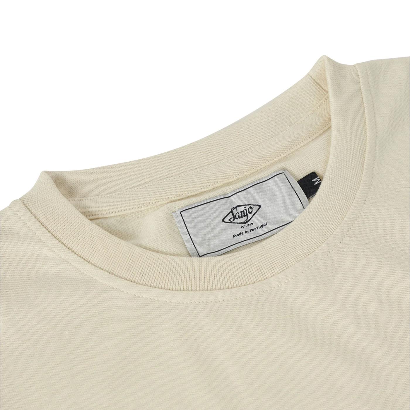 Sanjo Flocked Logo T-Shirt Ecru - Image 2