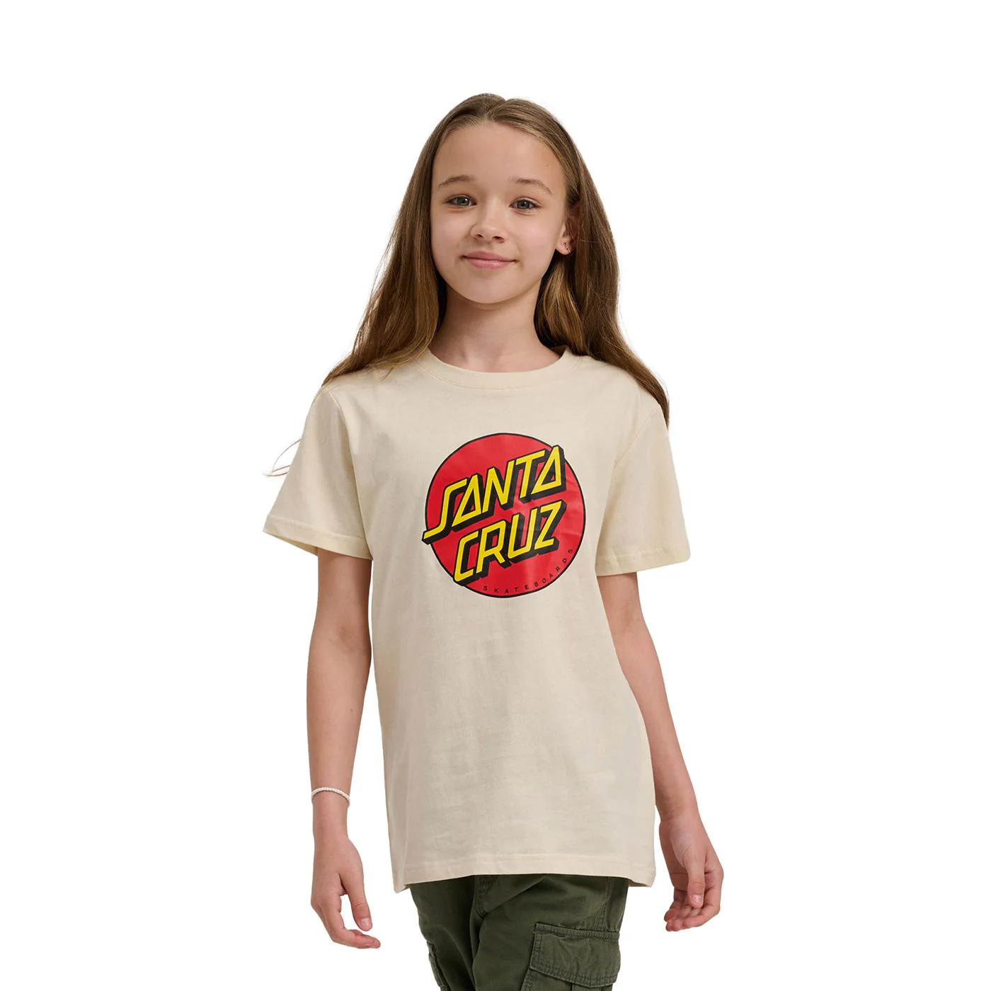 Santa Cruz Youth Classic Dot Tee Chalk
