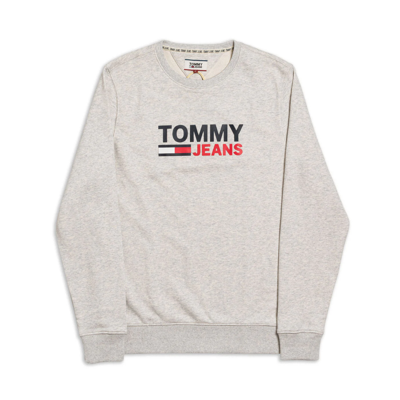 Tommy Jeans Corp Logo Crew Neck Sweatshirt Pale Grey Heather