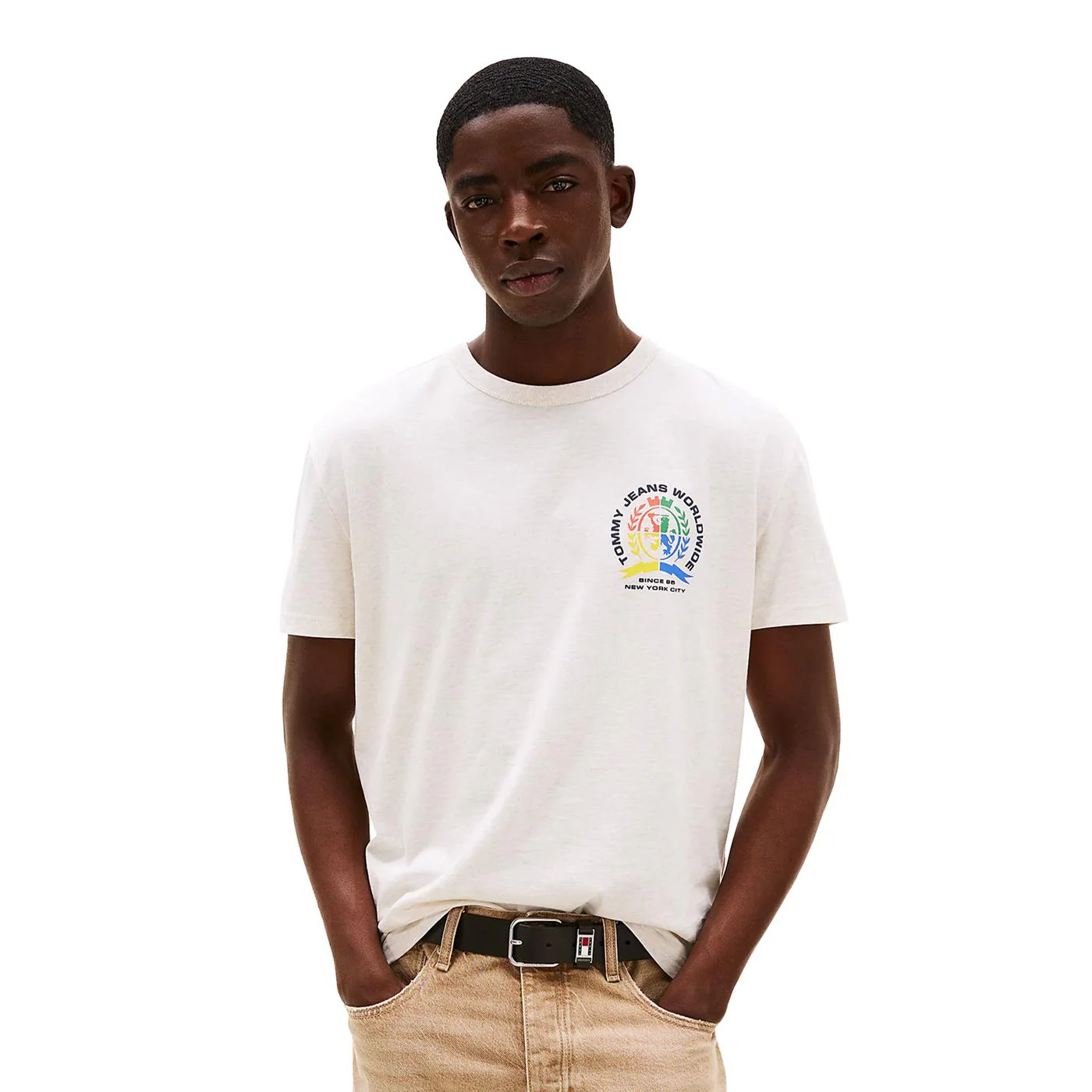 Tommy Jeans Varsity Crest Back Logo T-Shirt Oat Marl